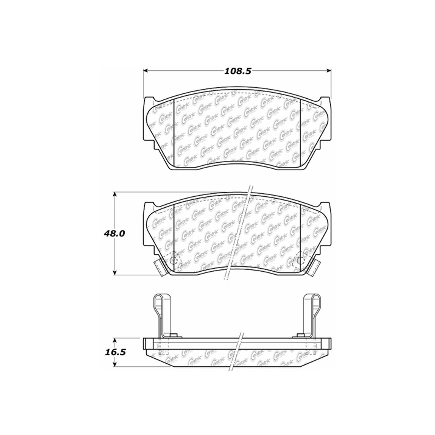 centric parts premium semi-metallic brake pads with shims and hardware  frsport 300.05100