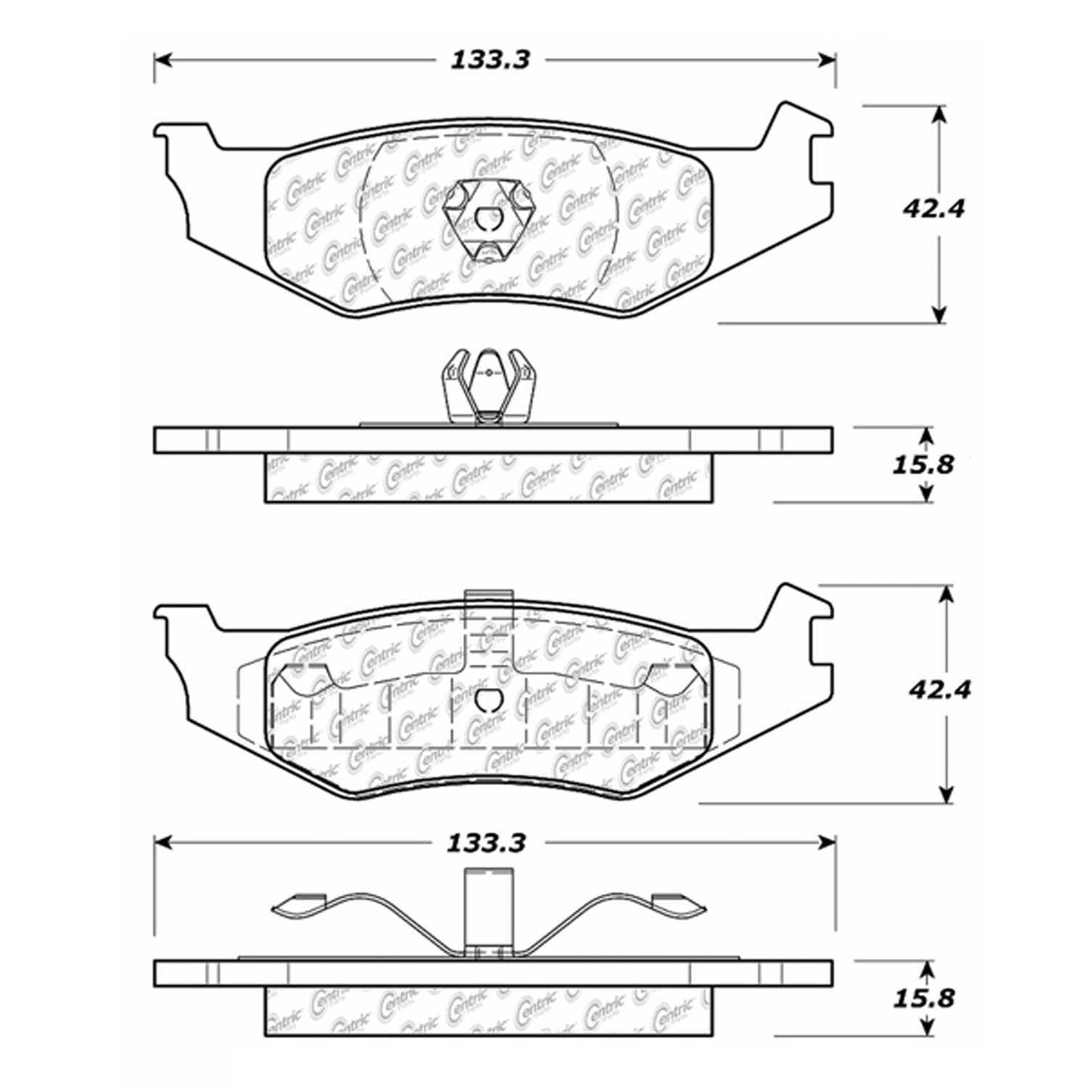 centric parts premium semi-metallic brake pads with shims and hardware  frsport 300.05120