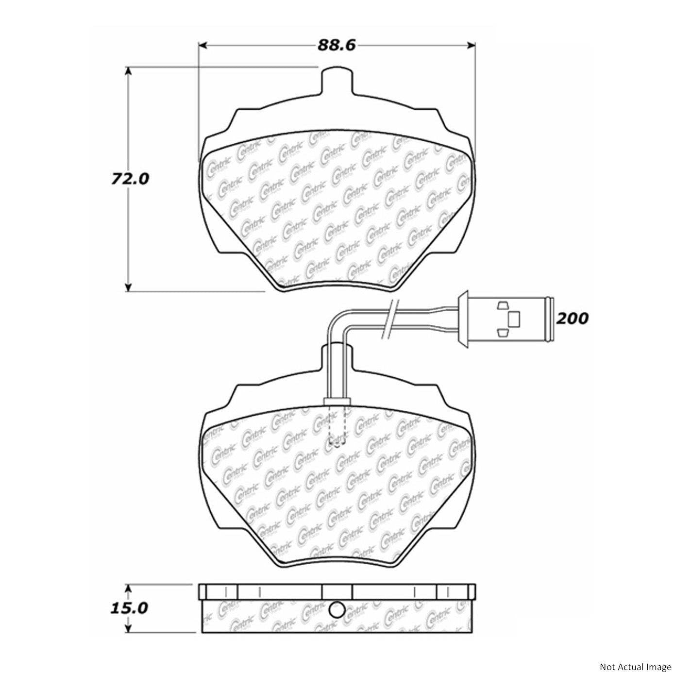 Centric Parts Premium Semi-Metallic Brake Pads with Shims and Hardware  top view frsport 300.05180