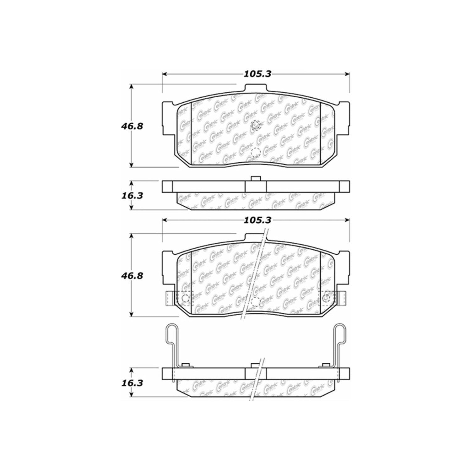 centric parts premium semi-metallic brake pads with shims and hardware  frsport 300.05400