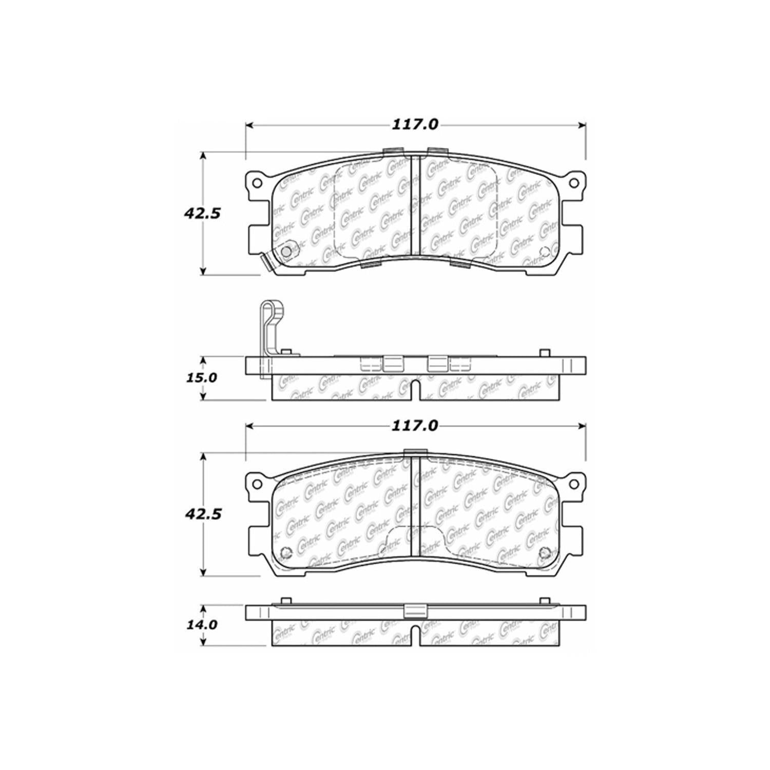 centric parts premium semi-metallic brake pads with shims and hardware  frsport 300.05530