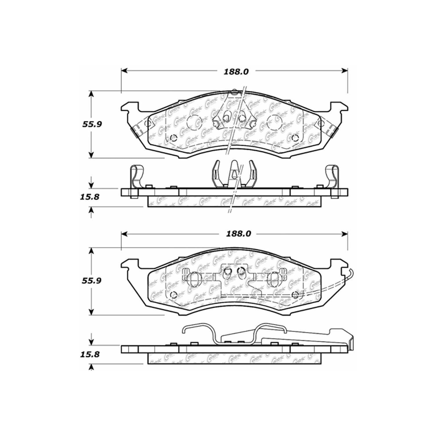 centric parts premium semi-metallic brake pads with shims and hardware  frsport 300.05760