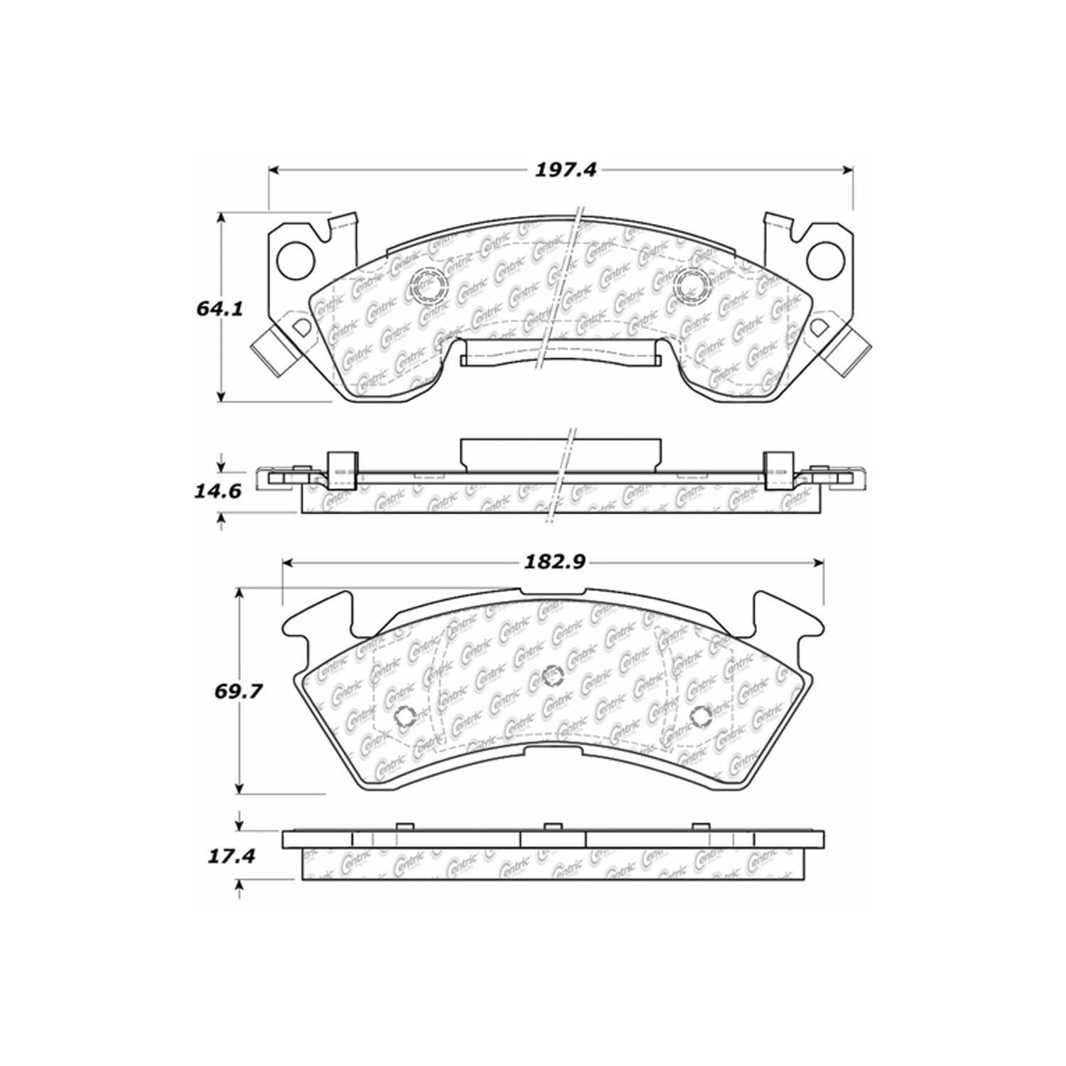 centric parts premium semi-metallic brake pads with shims and hardware  frsport 300.06141