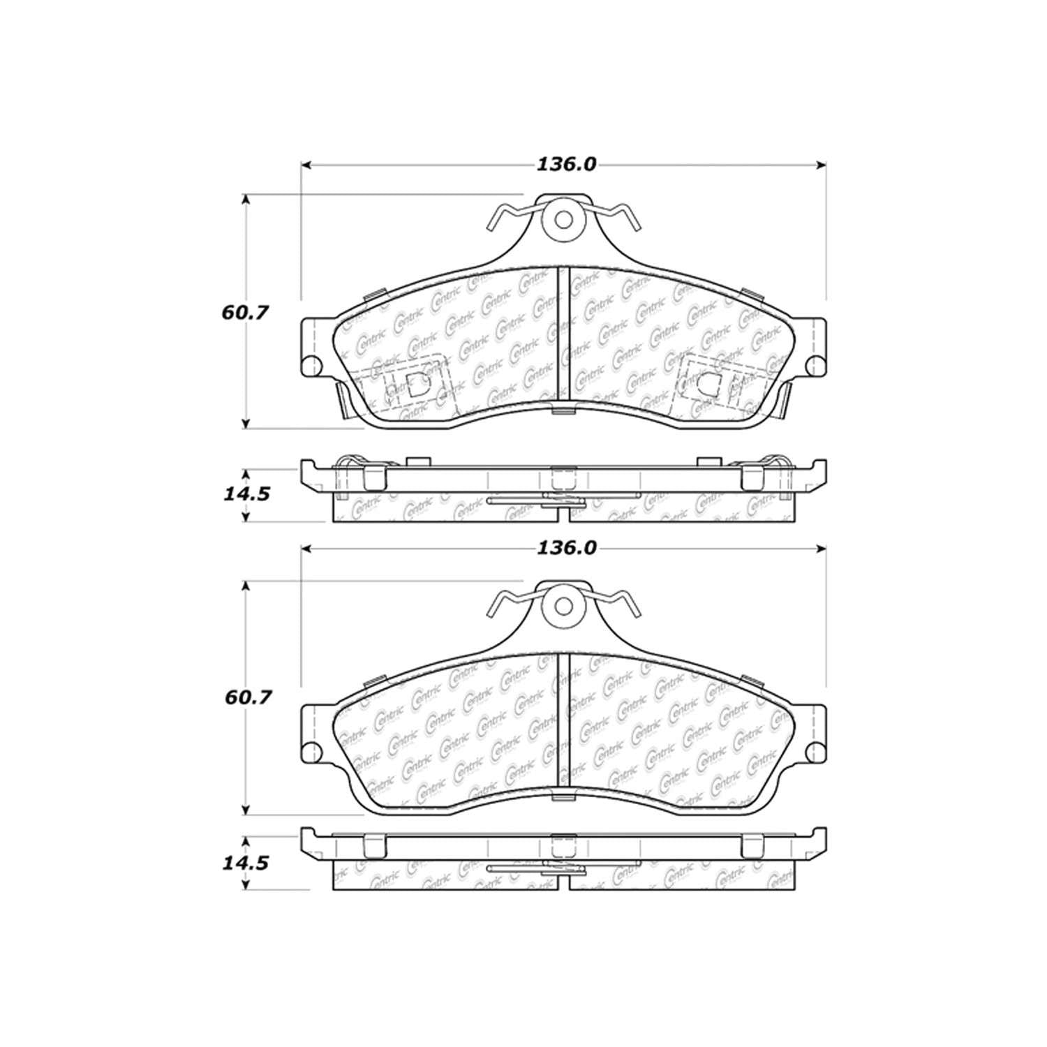 centric parts premium semi-metallic brake pads with shims and hardware  frsport 300.06280