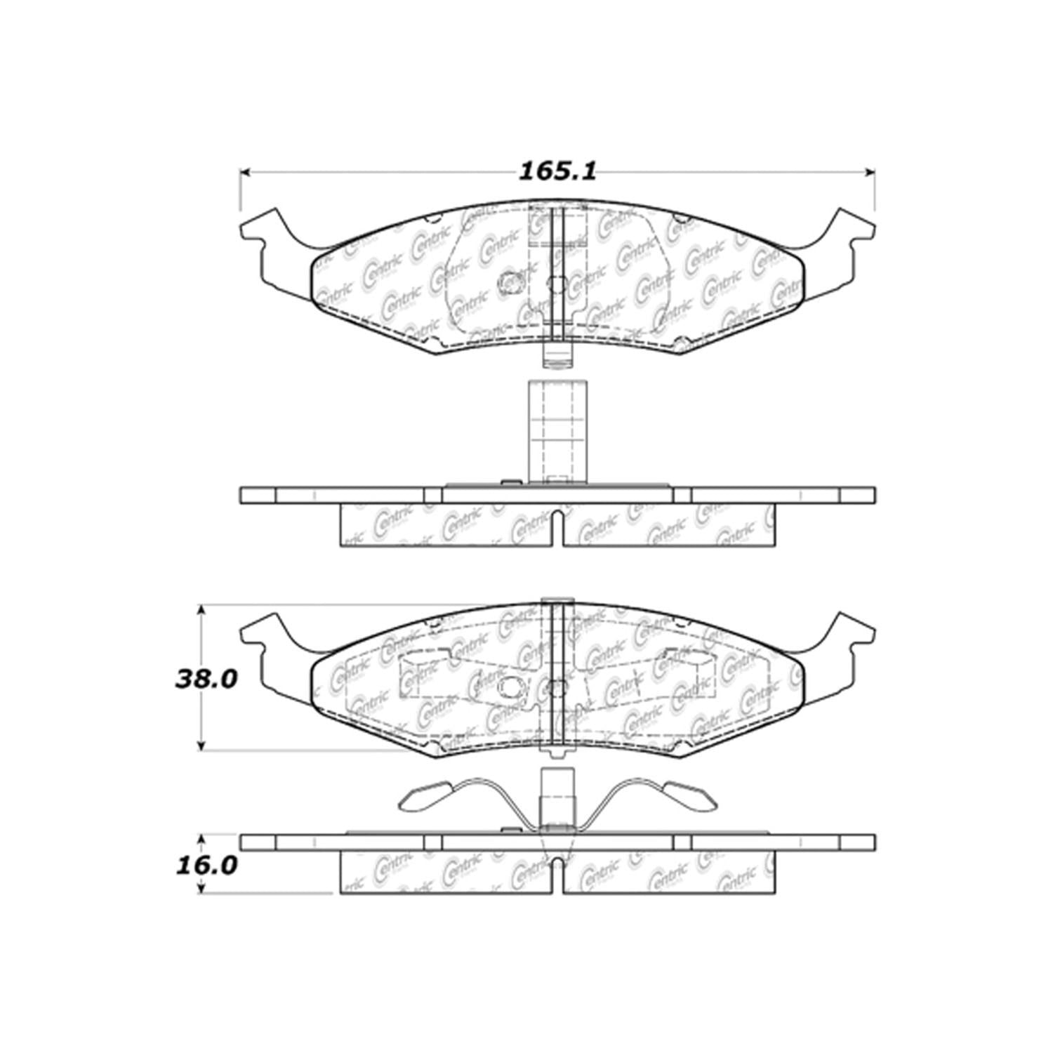 centric parts premium semi-metallic brake pads with shims and hardware  frsport 300.06330