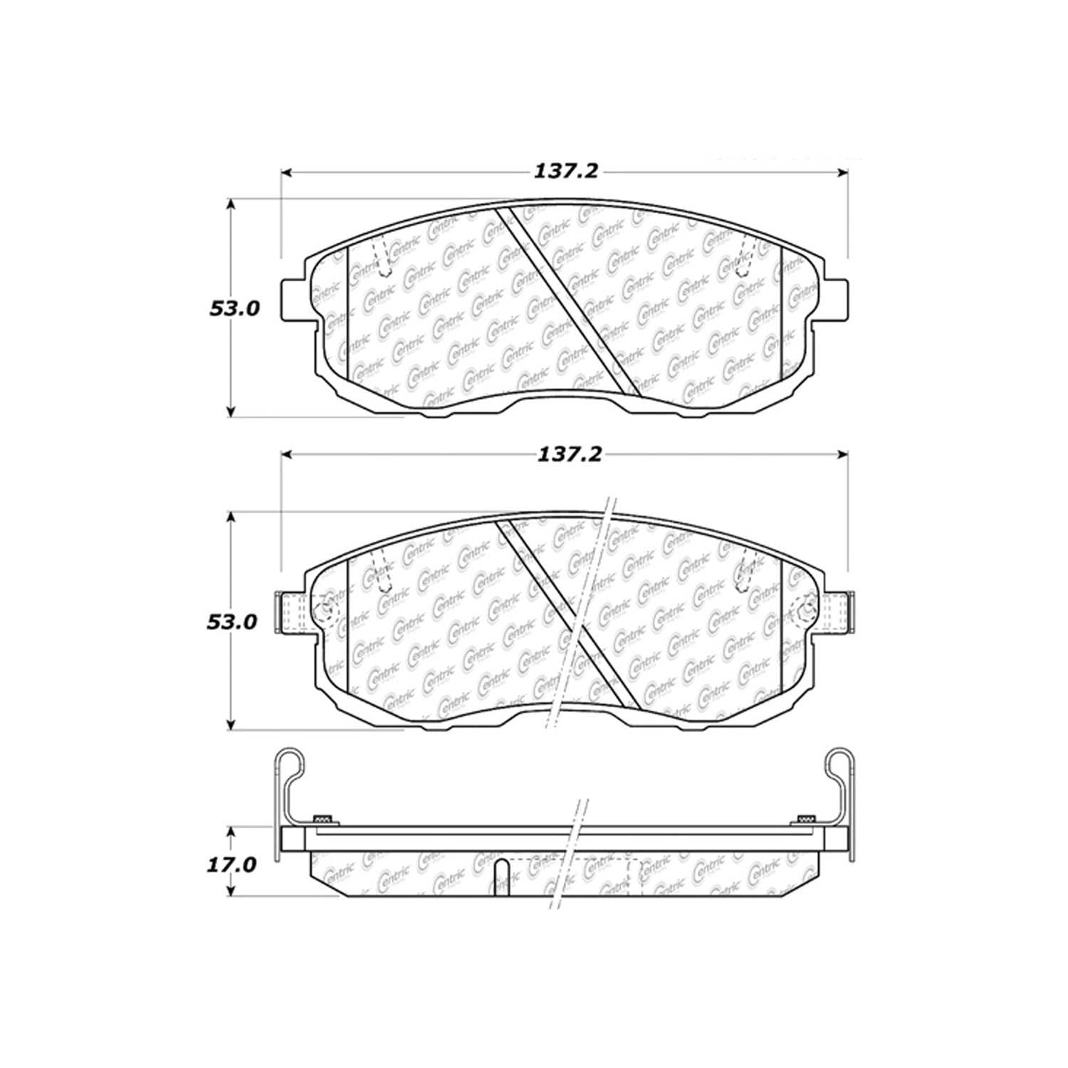 centric parts premium semi-metallic brake pads with shims and hardware  frsport 300.06530