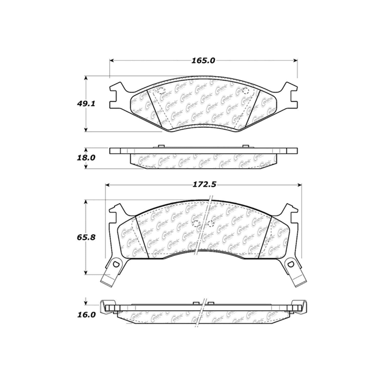 centric parts premium semi-metallic brake pads with shims and hardware  frsport 300.06700