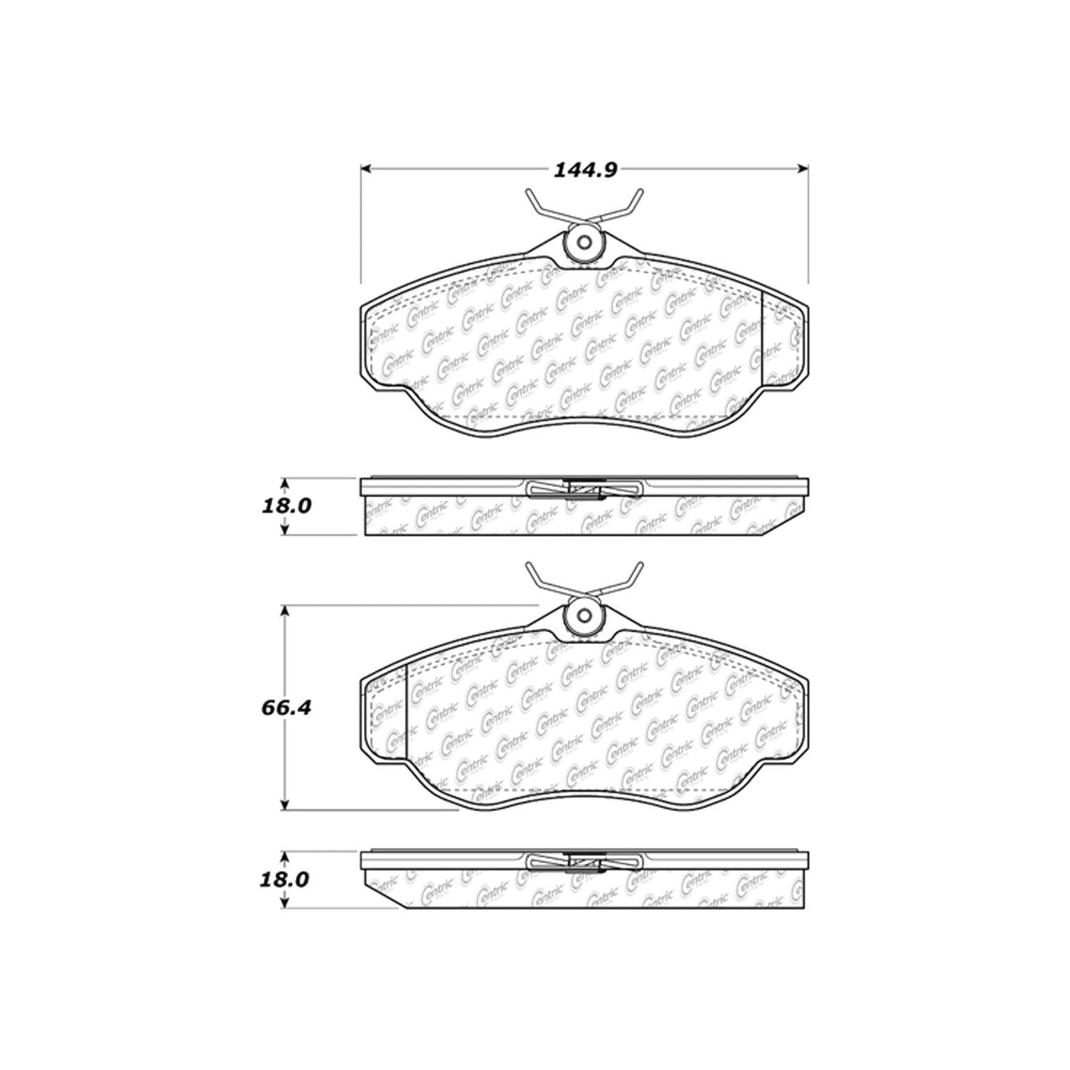 centric parts premium semi-metallic brake pads with shims and hardware  frsport 300.06760