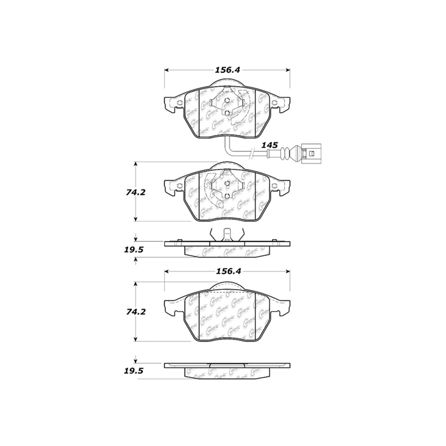 centric parts premium semi-metallic brake pads with shims and hardware  frsport 300.06871