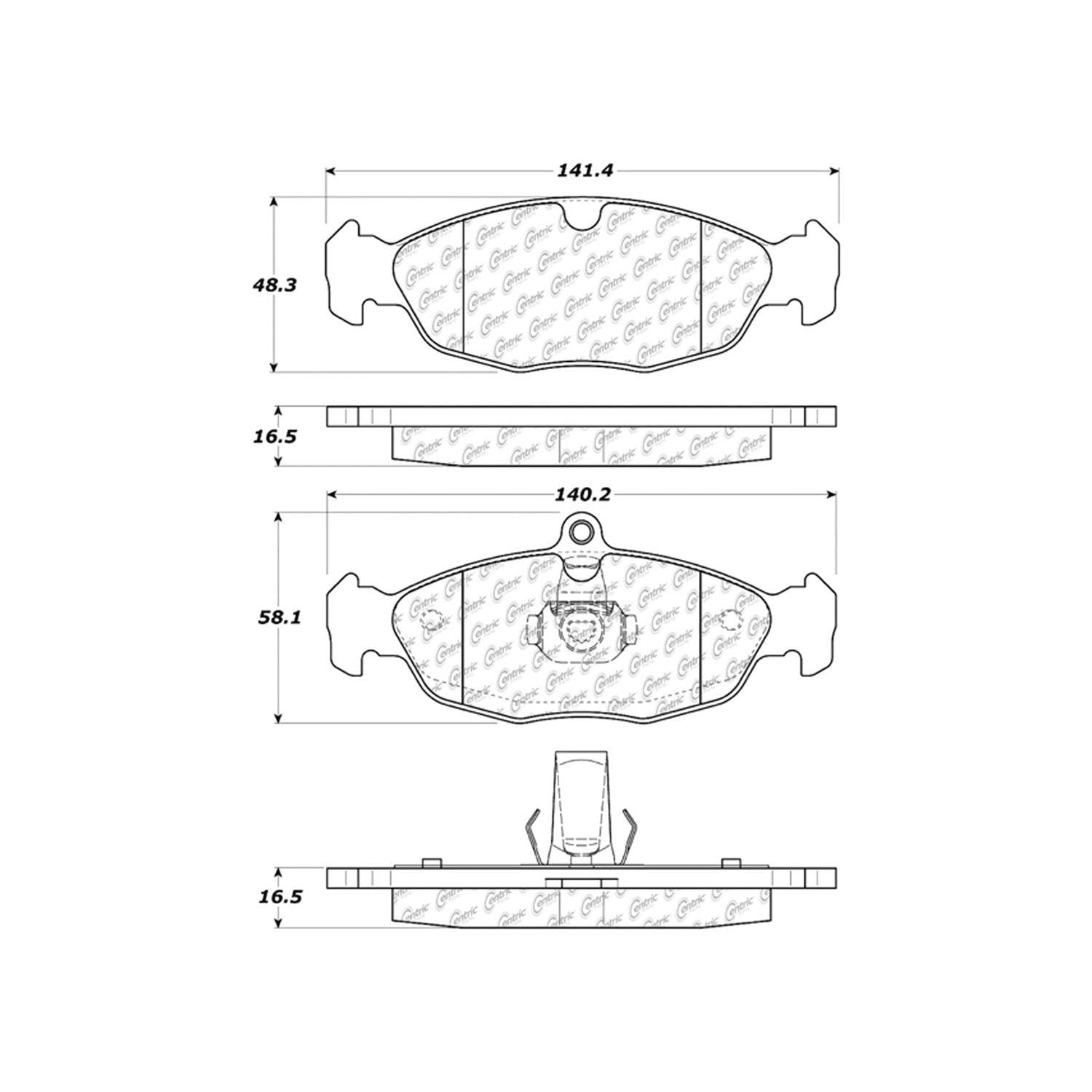 centric parts premium semi-metallic brake pads with shims and hardware  frsport 300.06881