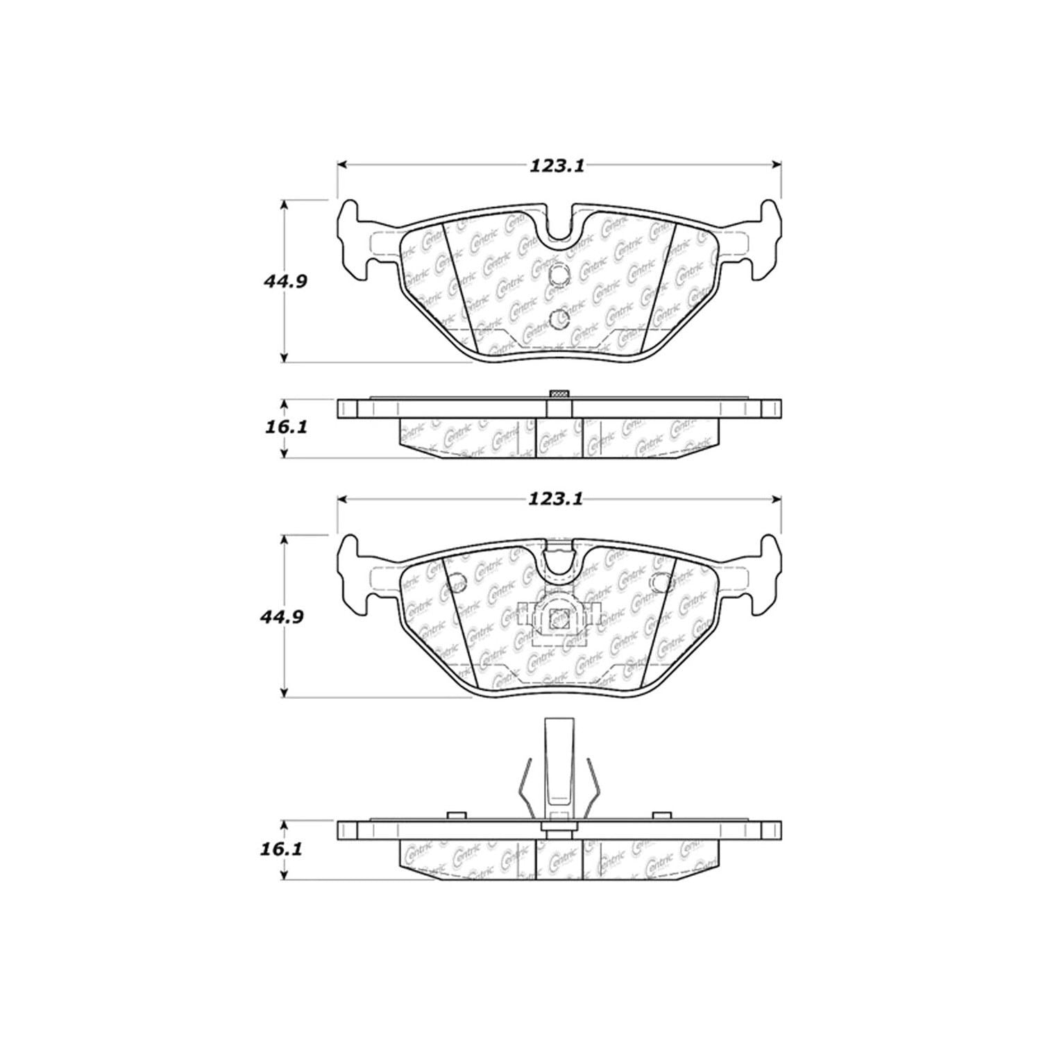 centric parts premium semi-metallic brake pads with shims and hardware  frsport 300.06920