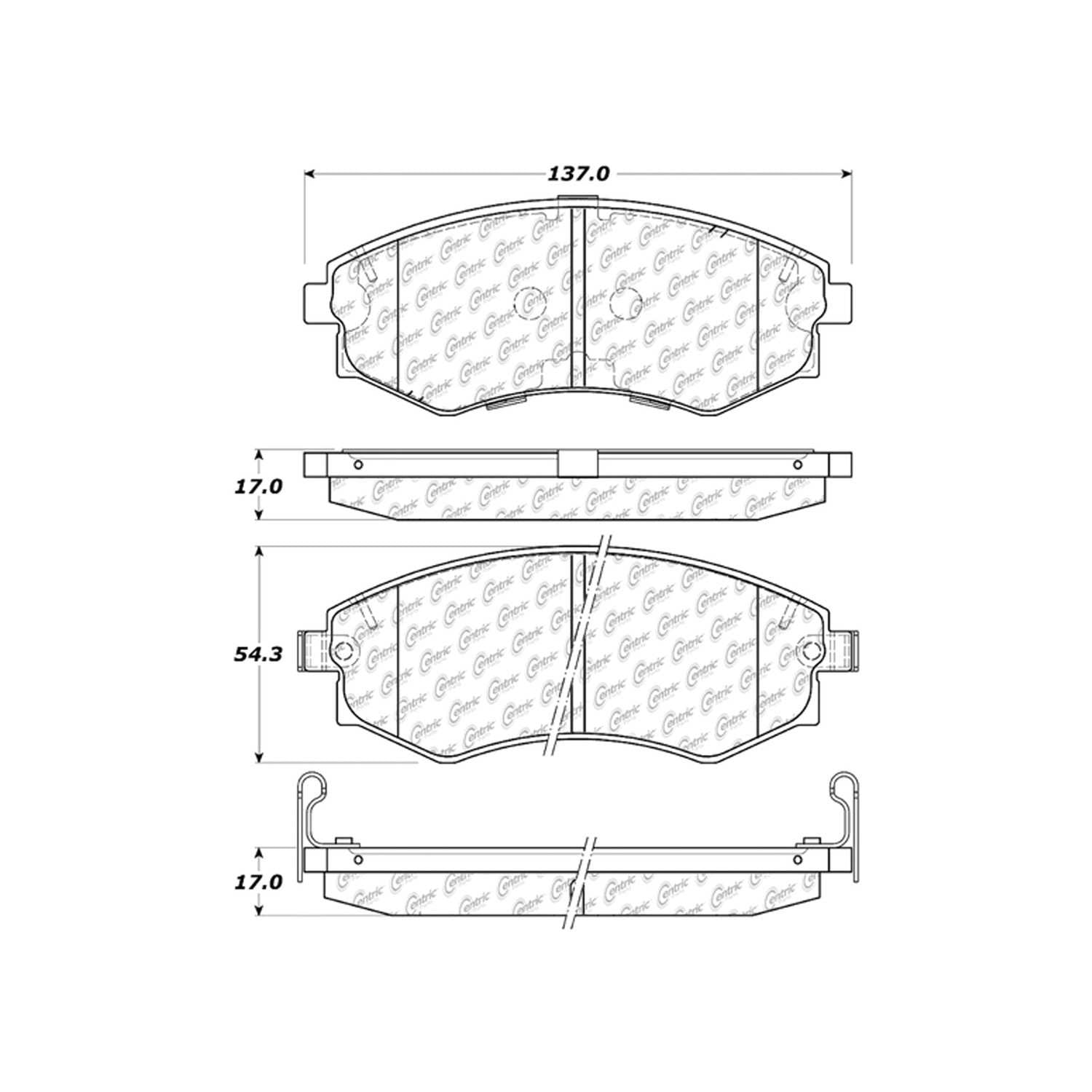 centric parts premium semi-metallic brake pads with shims and hardware  frsport 300.07000