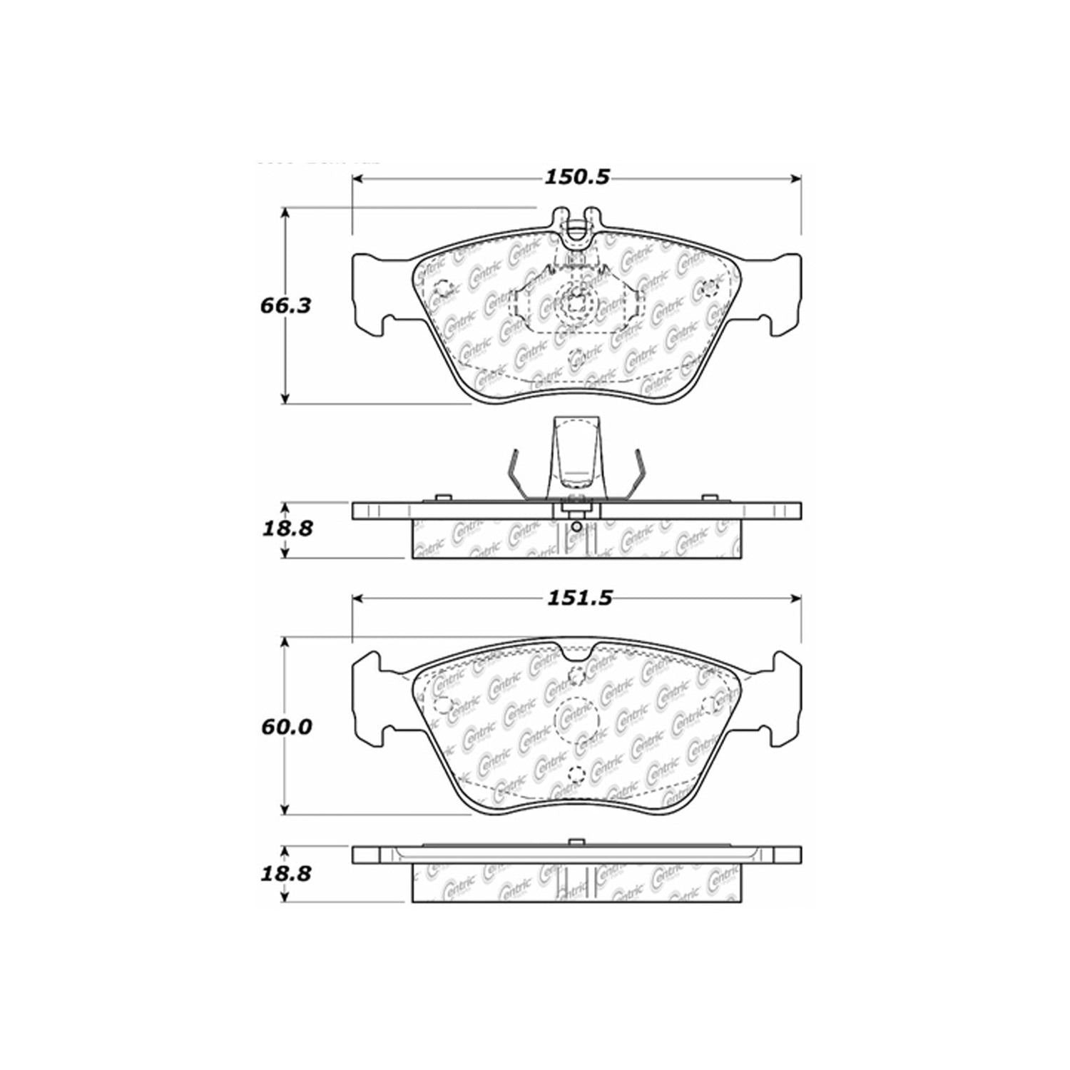 centric parts premium semi-metallic brake pads with shims and hardware  frsport 300.07100