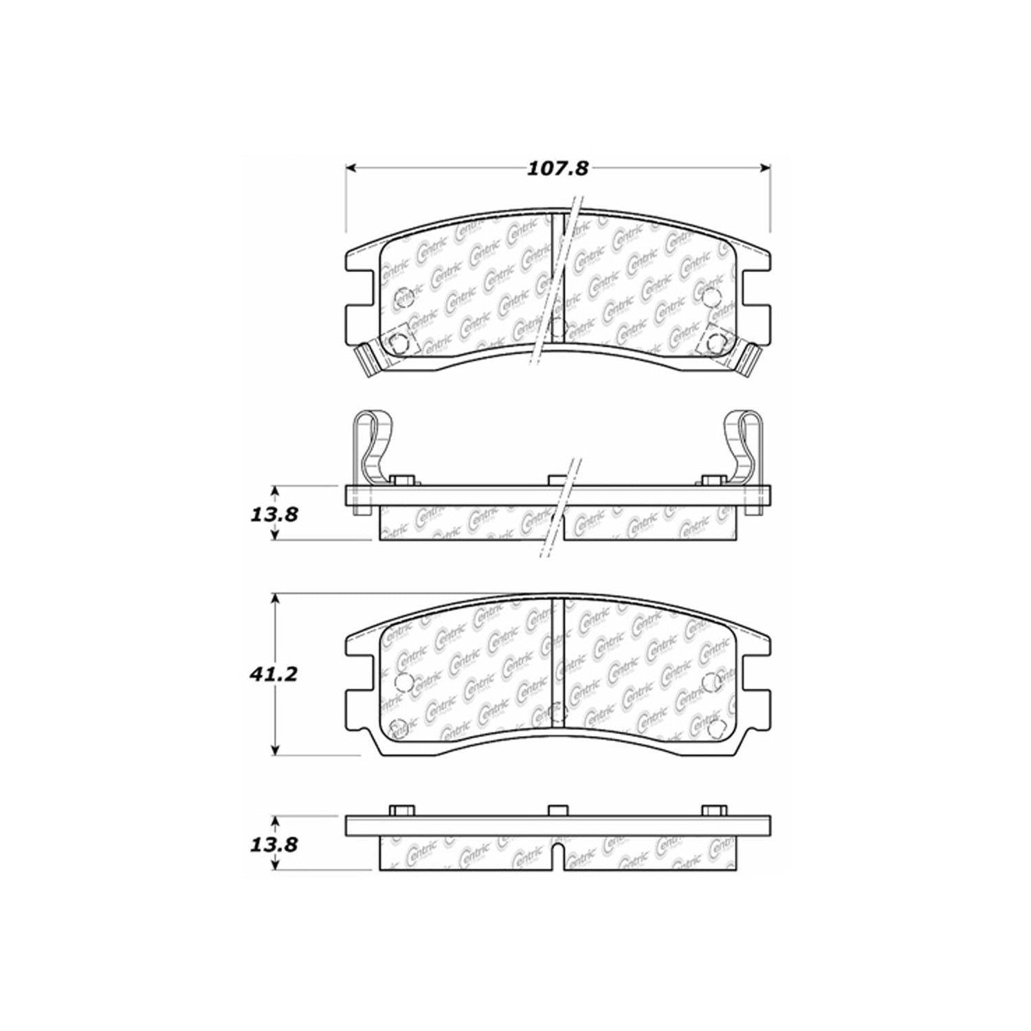 centric parts premium semi-metallic brake pads with shims and hardware  frsport 300.07140