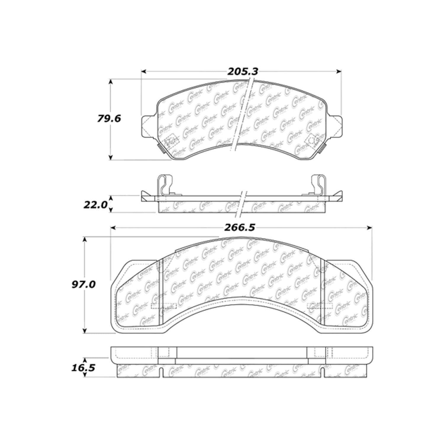 centric parts premium semi-metallic brake pads with shims  frsport 300.07170