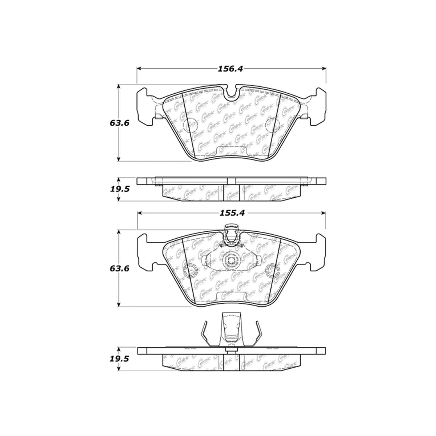 centric parts premium semi-metallic brake pads with shims and hardware  frsport 300.07250