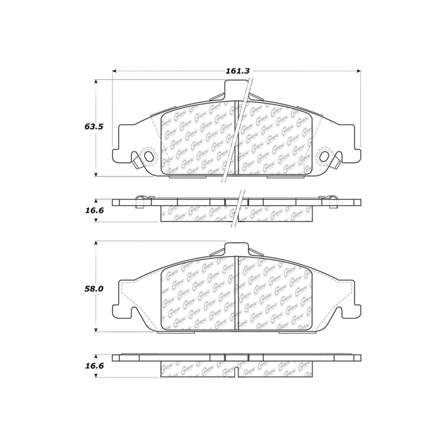 centric parts premium semi-metallic brake pads with shims and hardware  frsport 300.07270