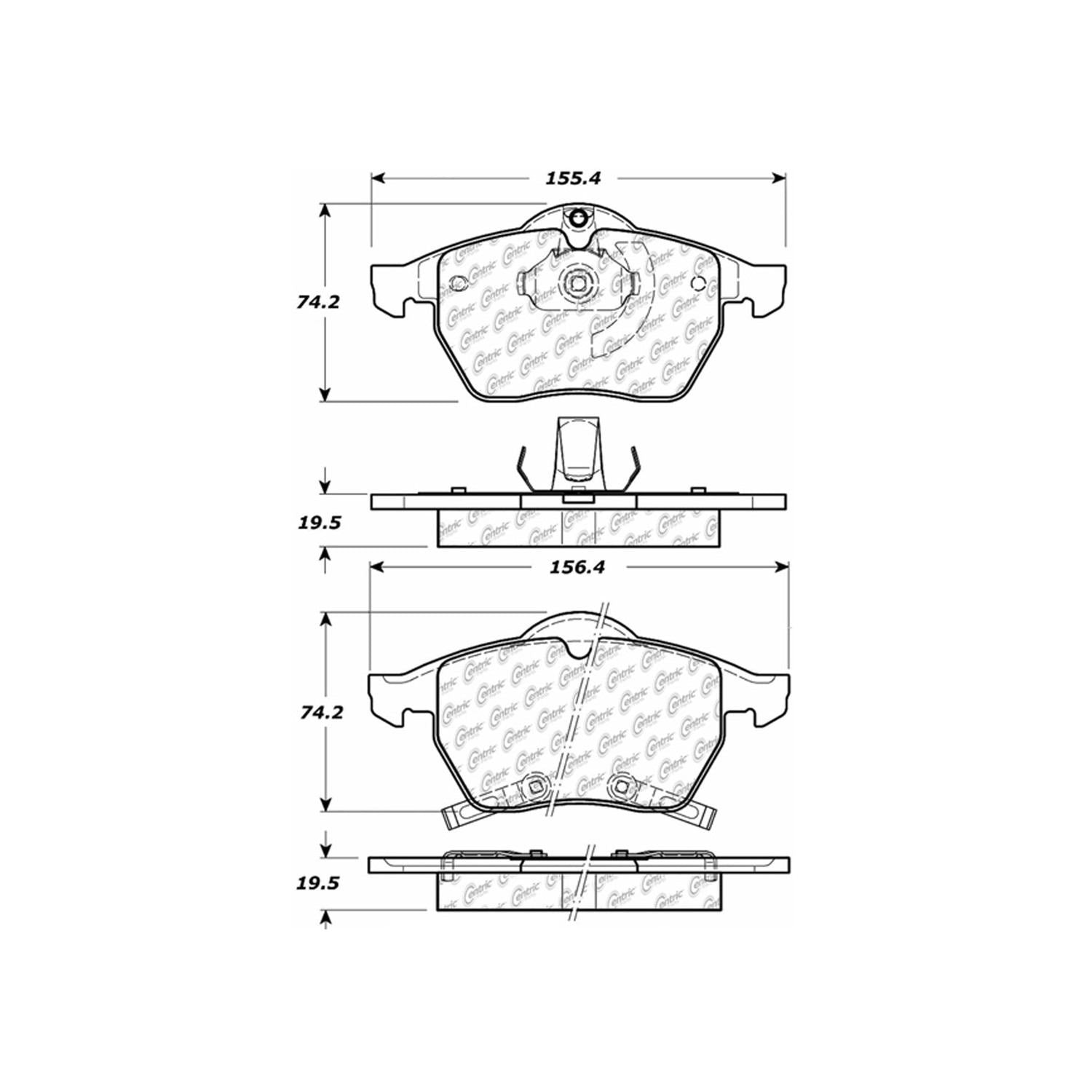 centric parts premium semi-metallic brake pads with shims and hardware  frsport 300.07360