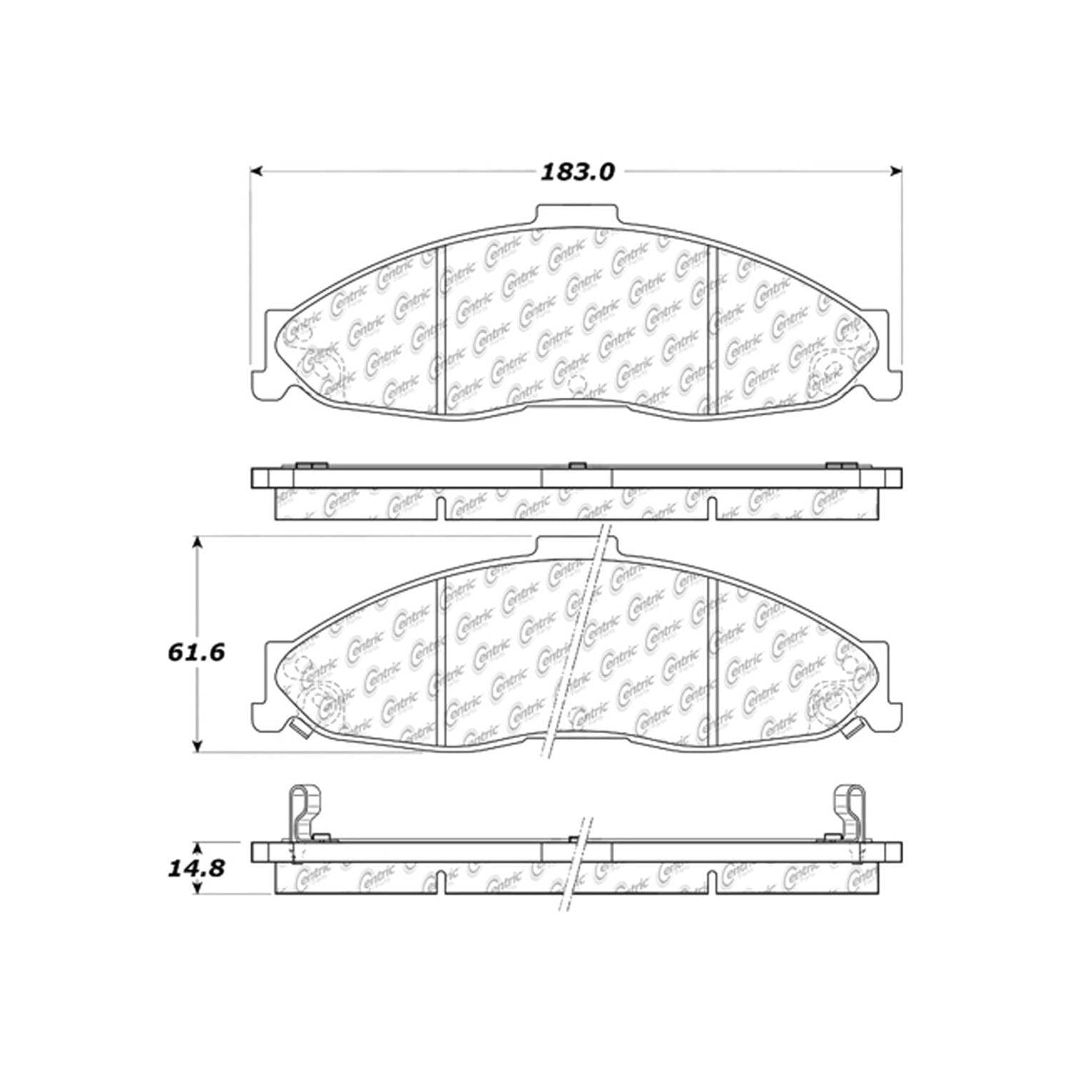 centric parts premium semi-metallic brake pads with shims and hardware  frsport 300.07490