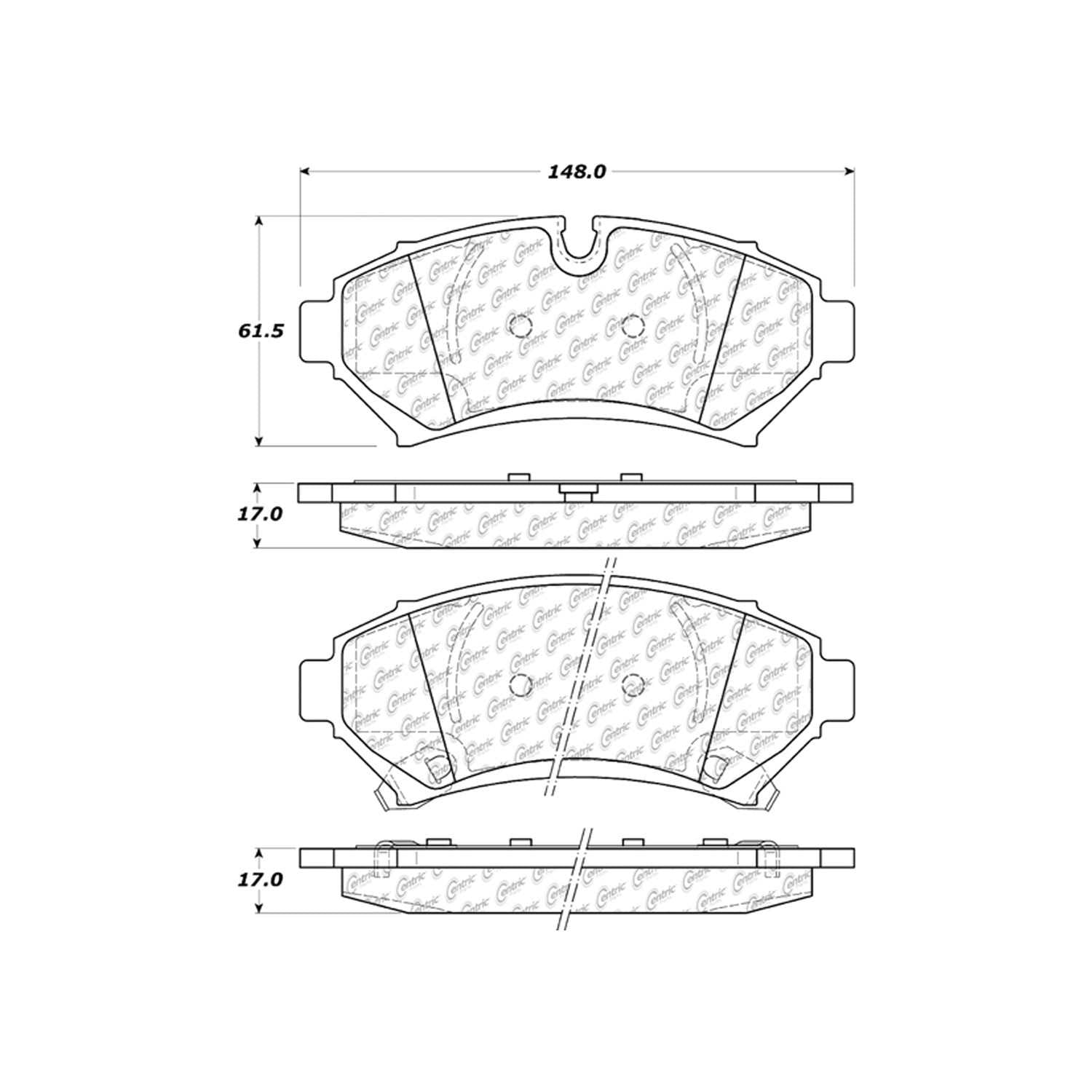 centric parts premium semi-metallic brake pads with shims and hardware  frsport 300.07530