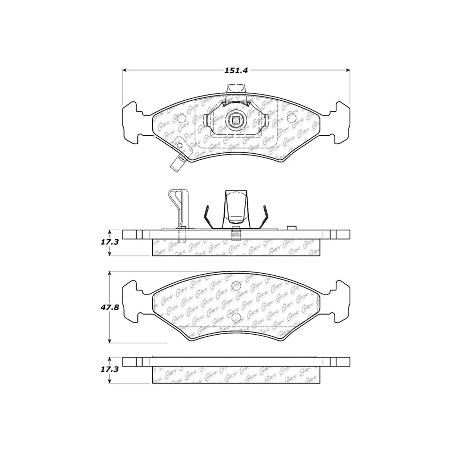 centric parts premium semi-metallic brake pads with shims and hardware  frsport 300.07660