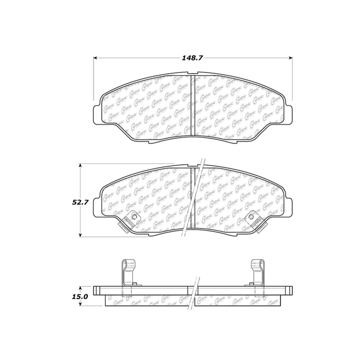 centric parts premium semi-metallic brake pads with shims and hardware  frsport 300.07740