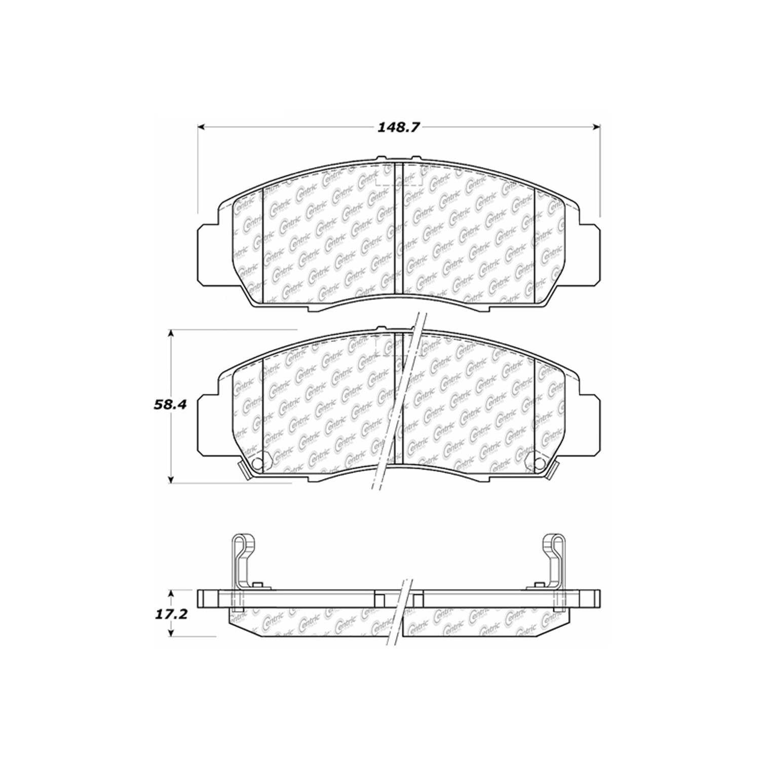 centric parts premium semi-metallic brake pads with shims and hardware  frsport 300.07870