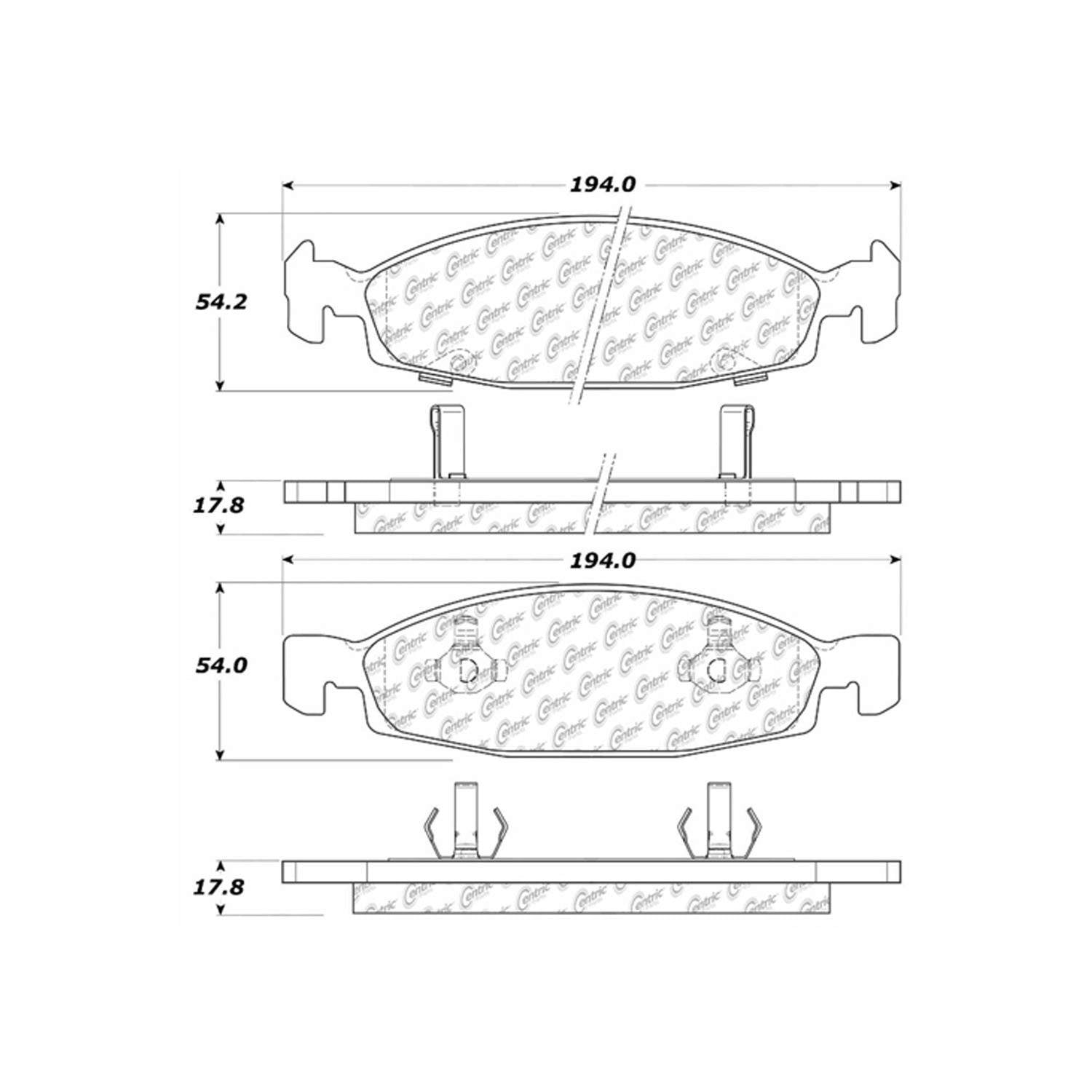 centric parts premium semi-metallic brake pads with shims and hardware  frsport 300.07900