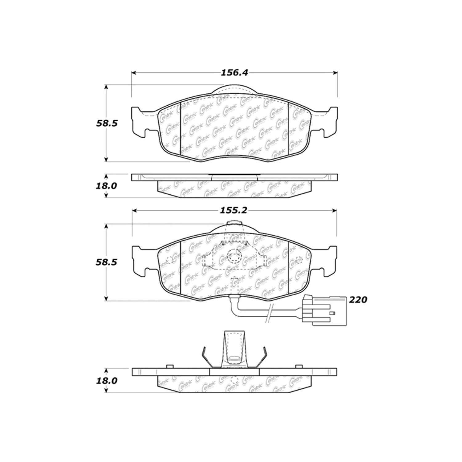 centric parts premium semi-metallic brake pads with shims and hardware  frsport 300.08010