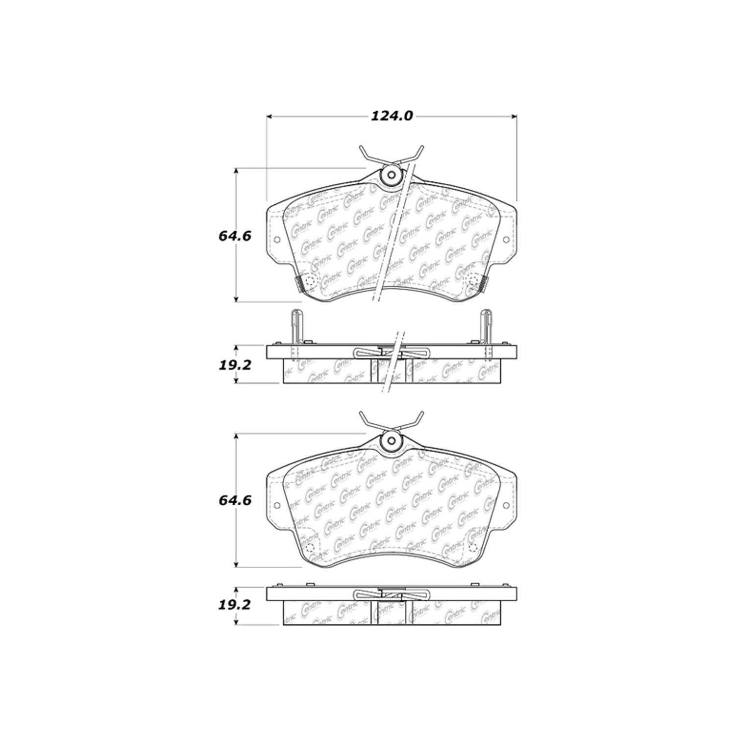 centric parts premium semi-metallic brake pads with shims and hardware  frsport 300.08410