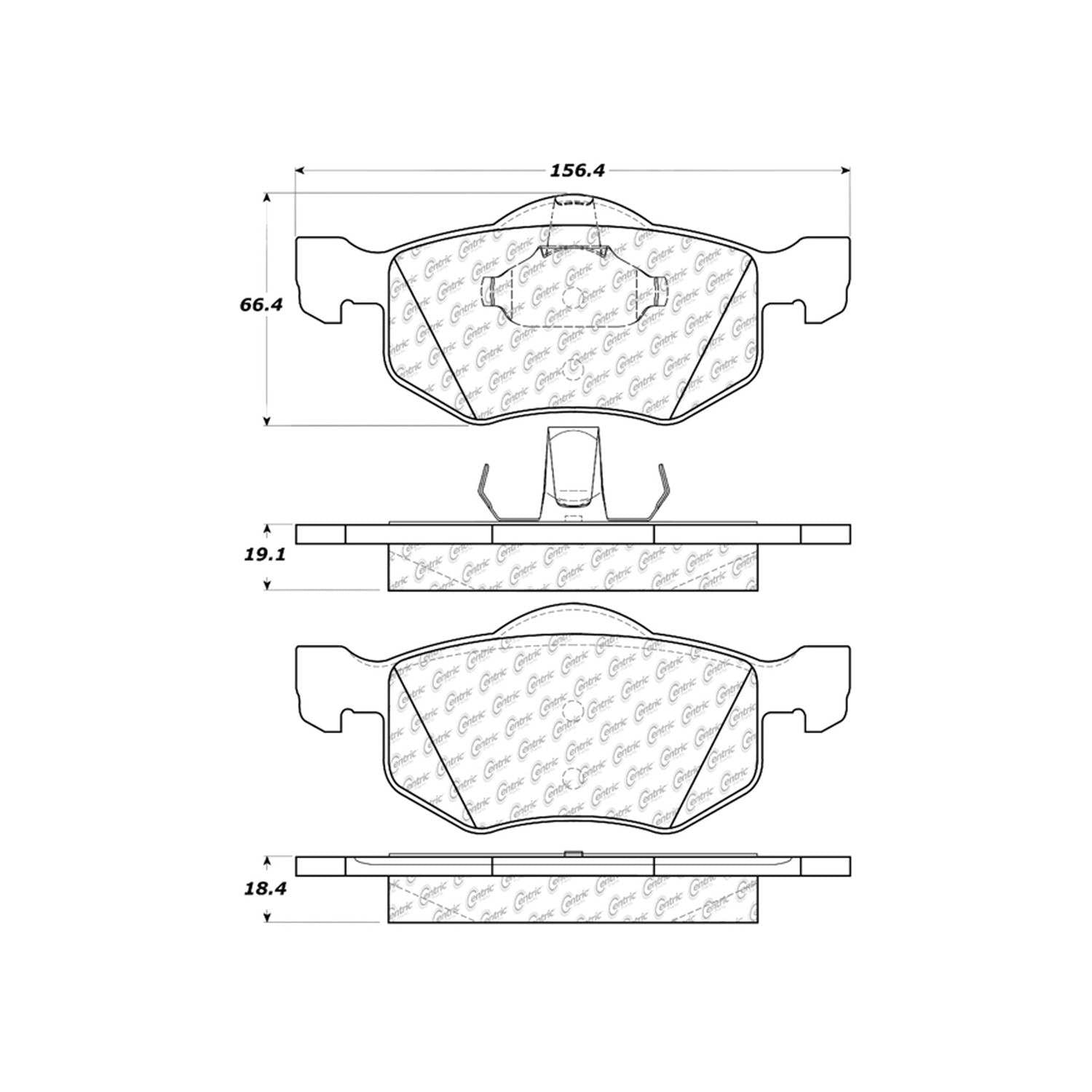 centric parts premium semi-metallic brake pads with shims and hardware  frsport 300.08430