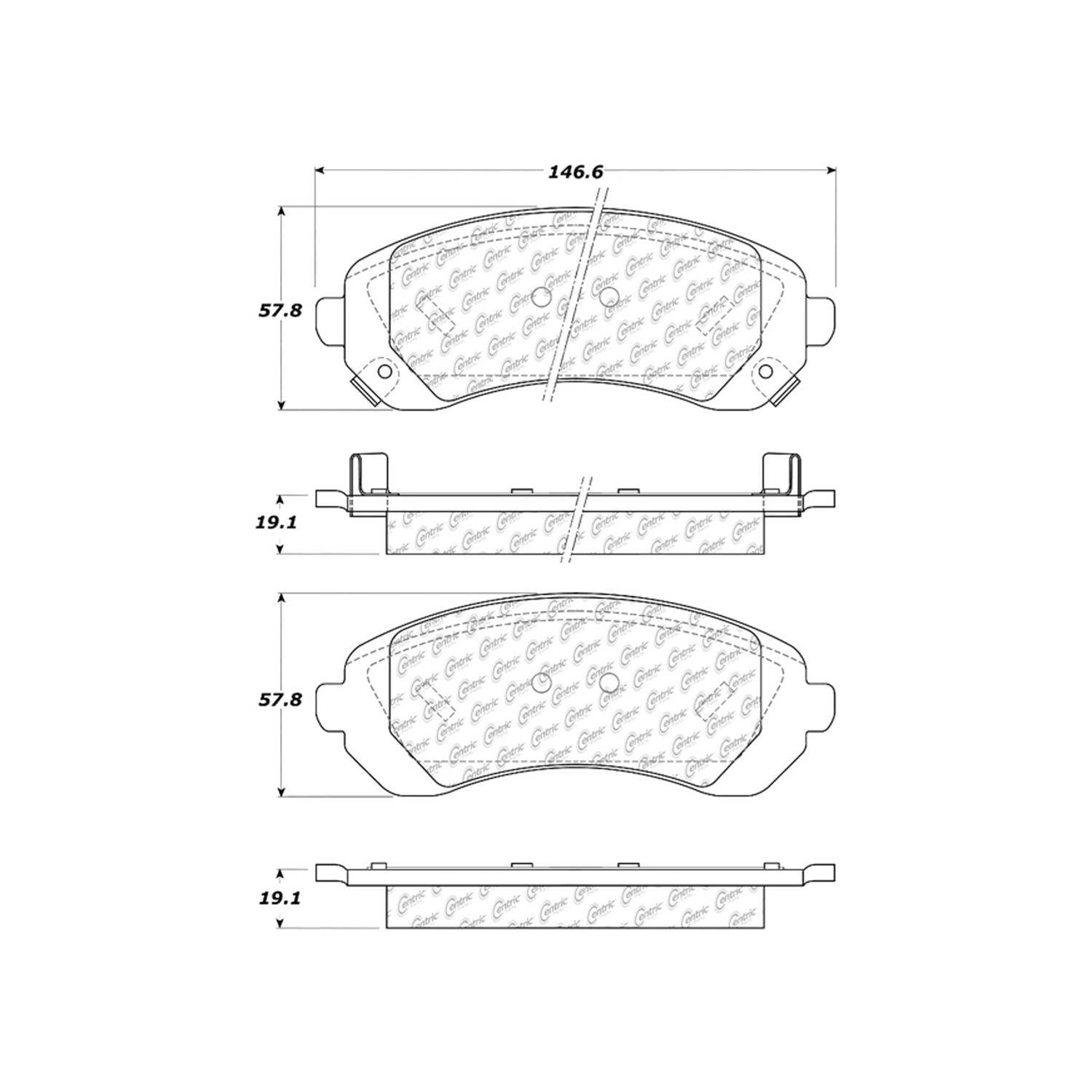 centric parts premium semi-metallic brake pads with shims and hardware  frsport 300.08440