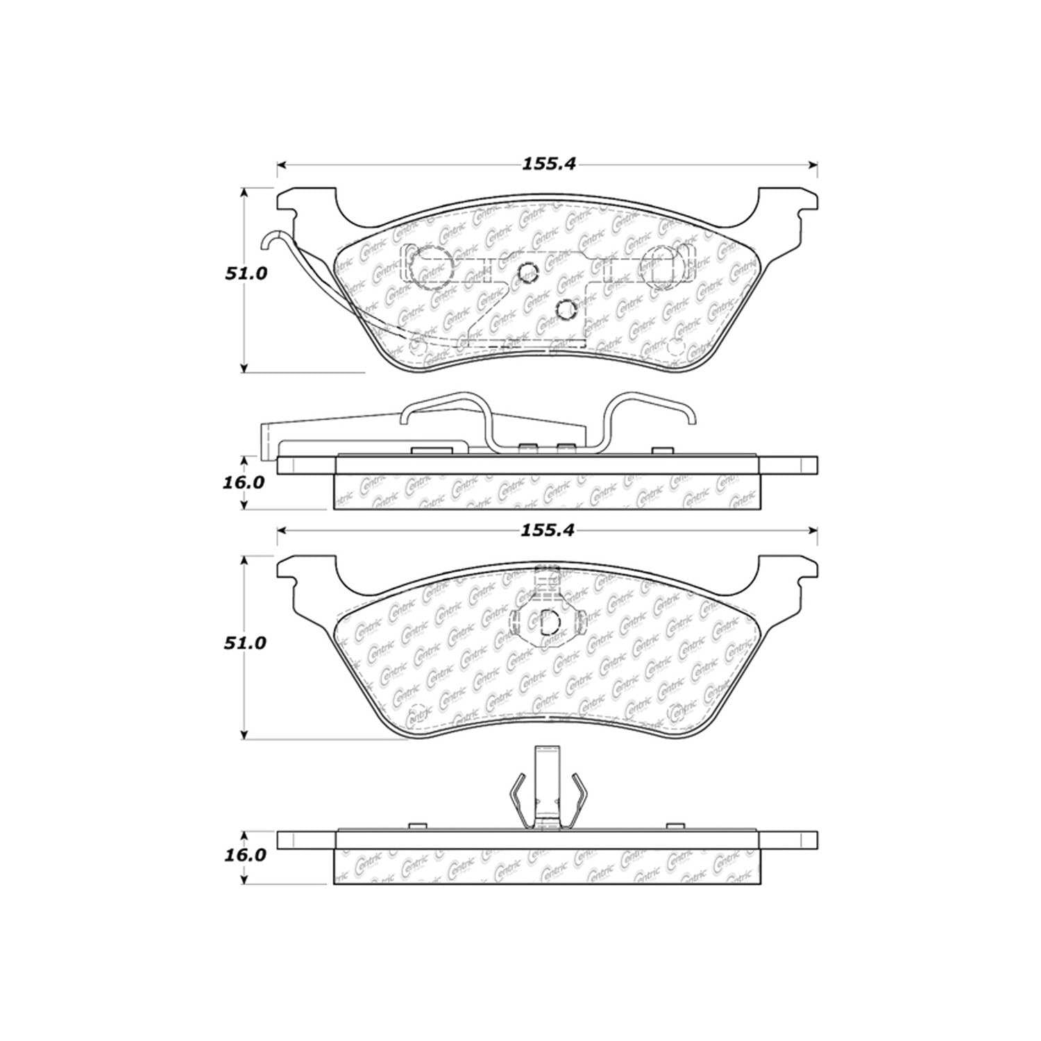 centric parts premium semi-metallic brake pads with shims  frsport 300.08580