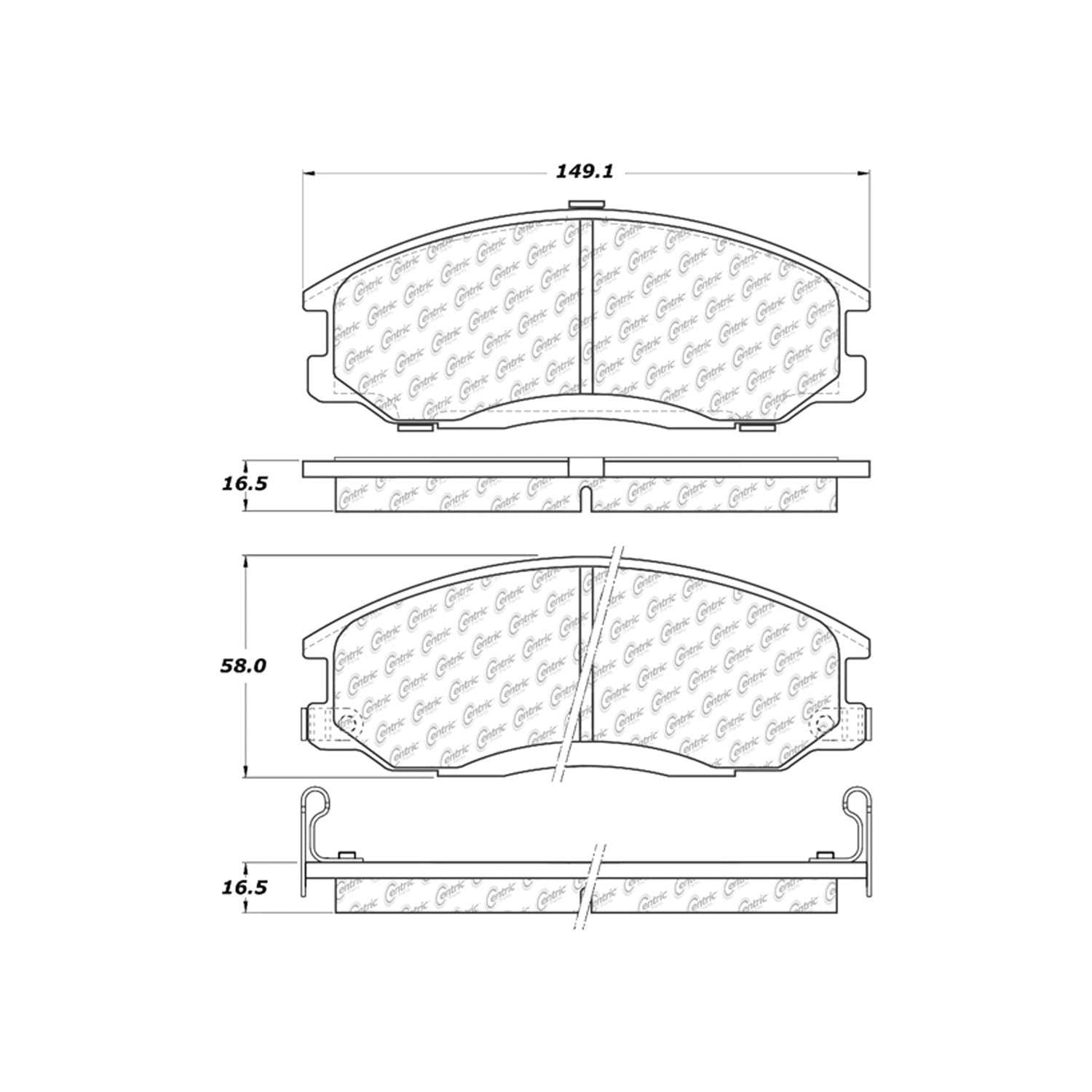 centric parts premium semi-metallic brake pads with shims and hardware  frsport 300.08640