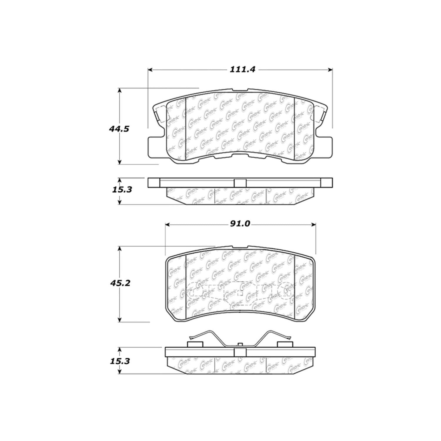 centric parts premium semi-metallic brake pads with shims and hardware  frsport 300.08680