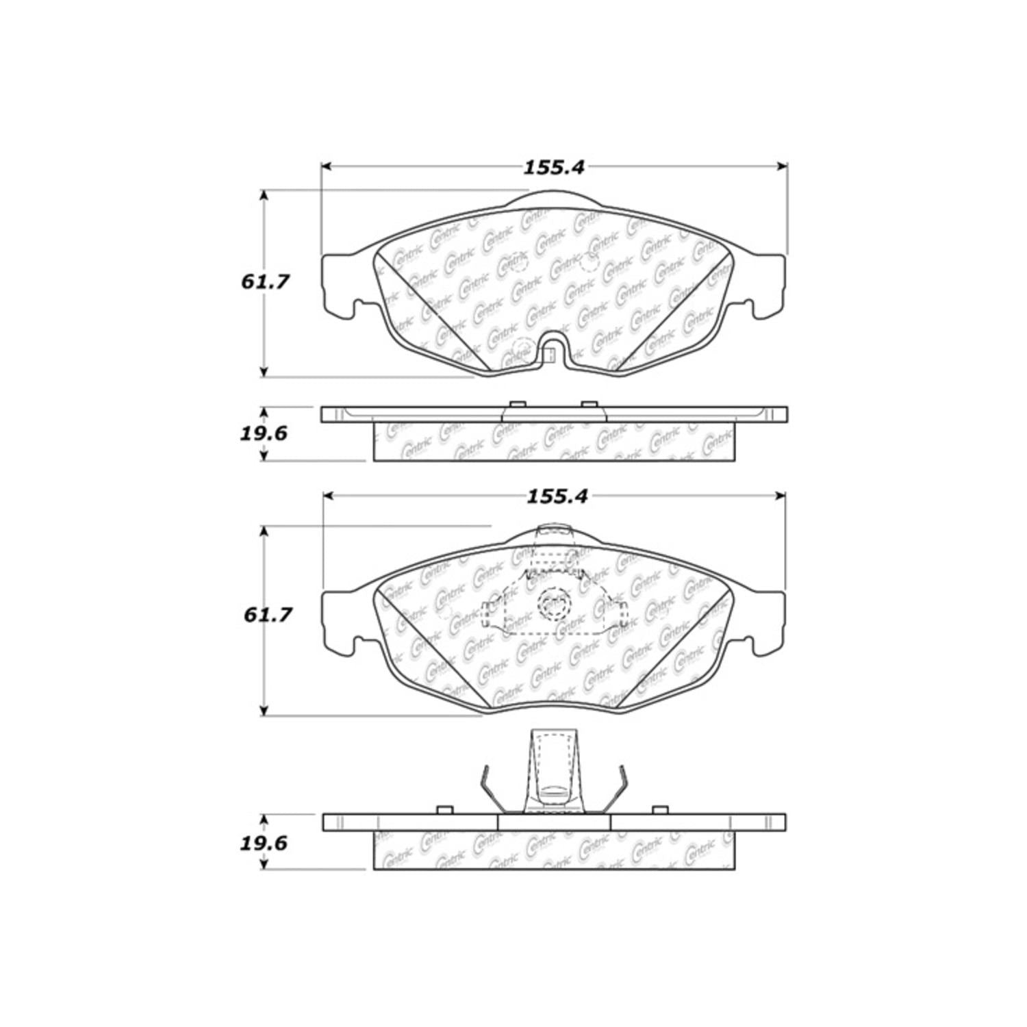 centric parts premium semi-metallic brake pads with shims and hardware  frsport 300.08690