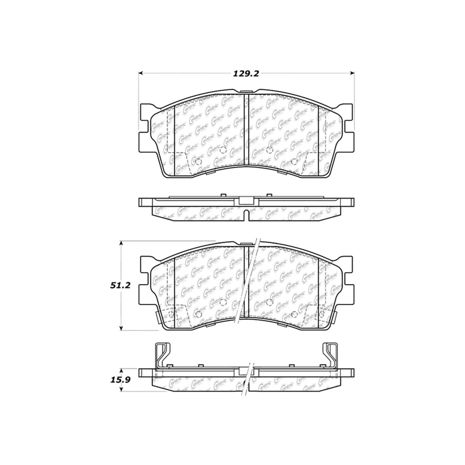 centric parts premium semi-metallic brake pads with shims and hardware  frsport 300.08890