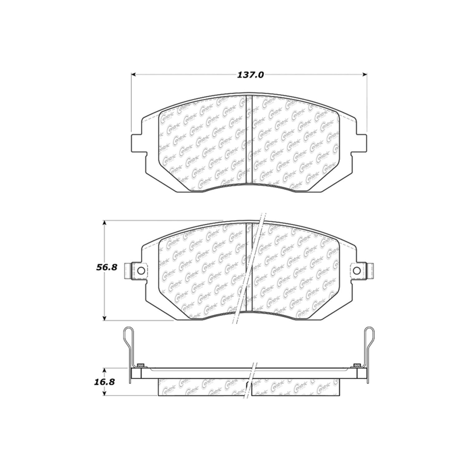 centric parts premium semi-metallic brake pads with shims and hardware  frsport 300.09290