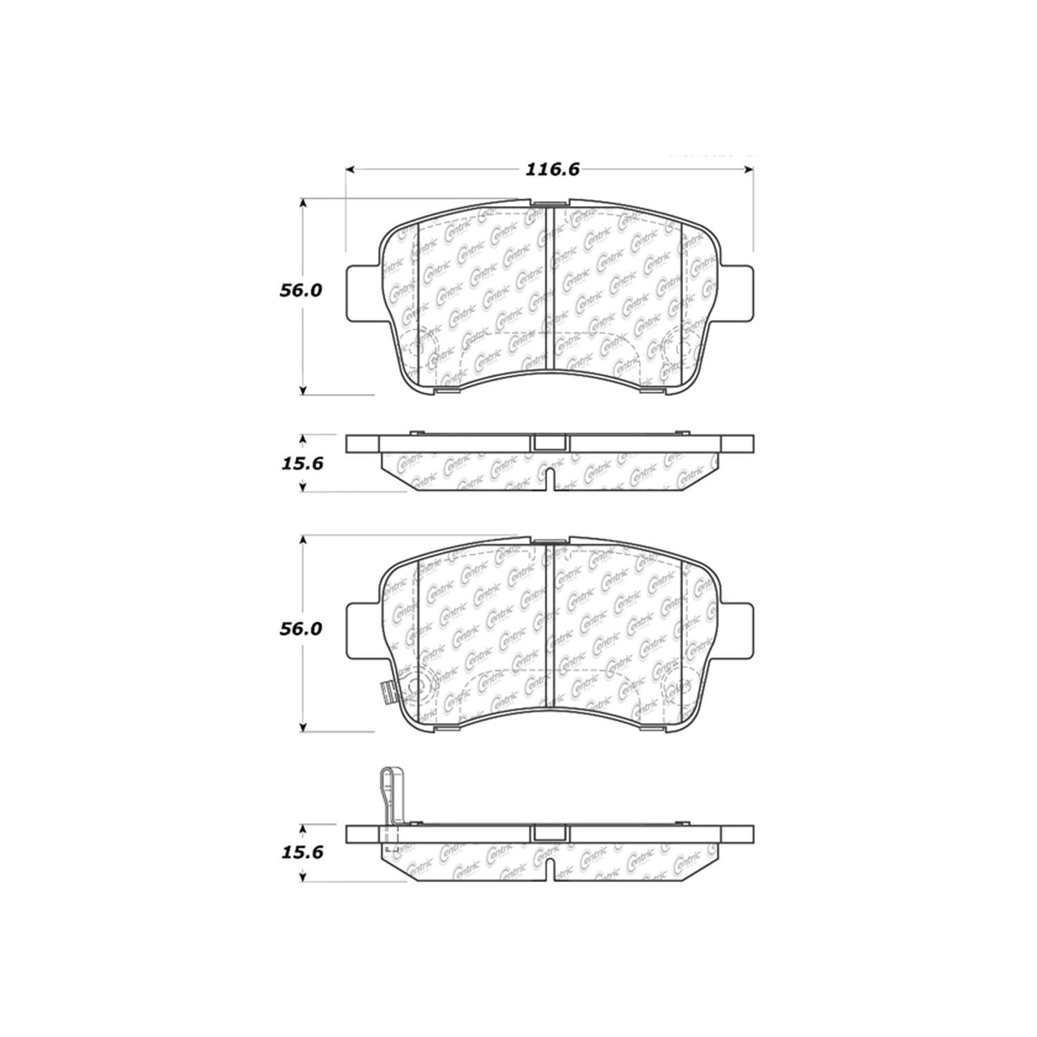 centric parts premium semi-metallic brake pads with shims and hardware  frsport 300.09370