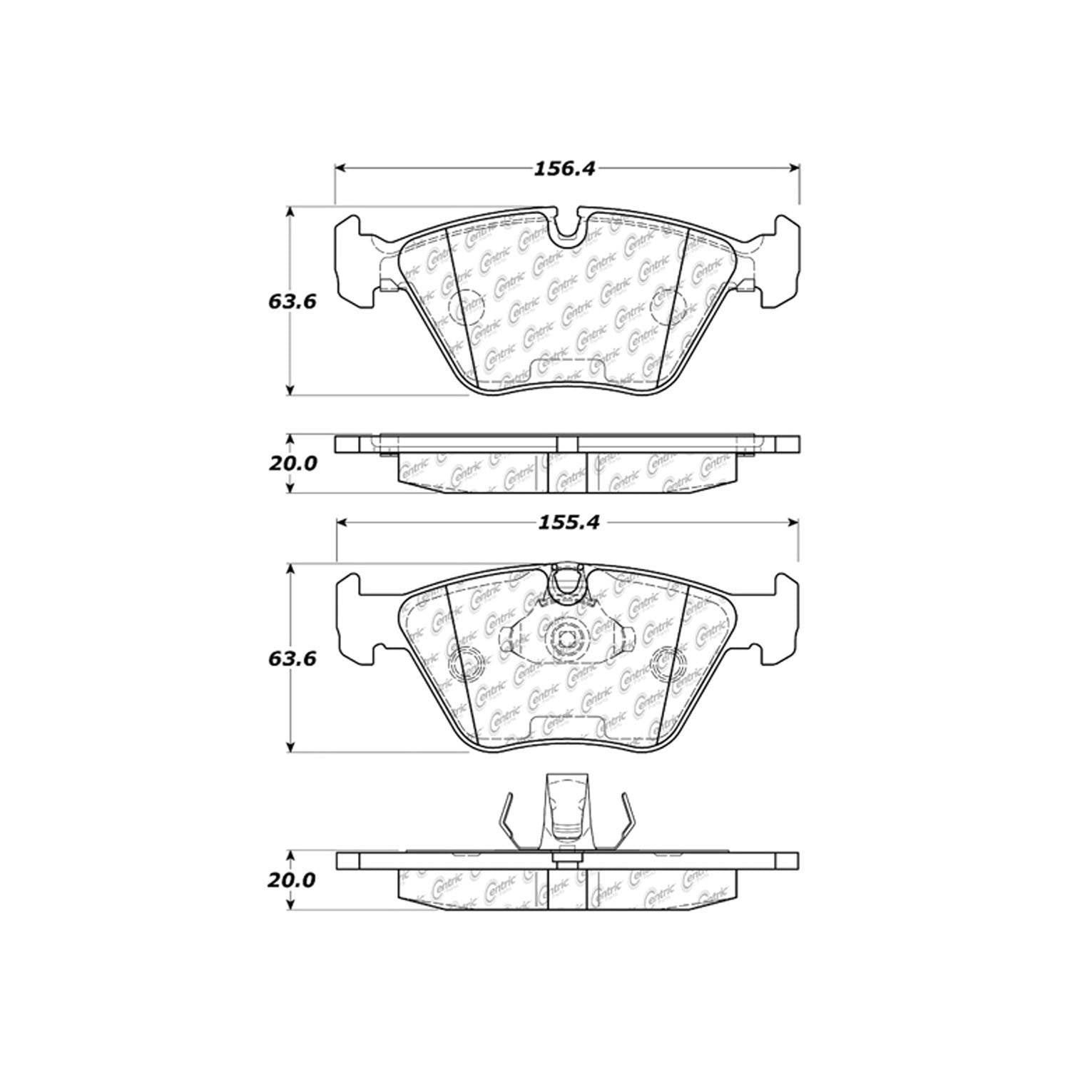 centric parts premium semi-metallic brake pads with shims and hardware  frsport 300.09460