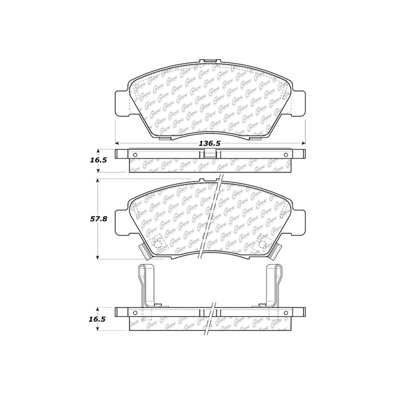 centric parts premium semi-metallic brake pads with shims and hardware  frsport 300.09480