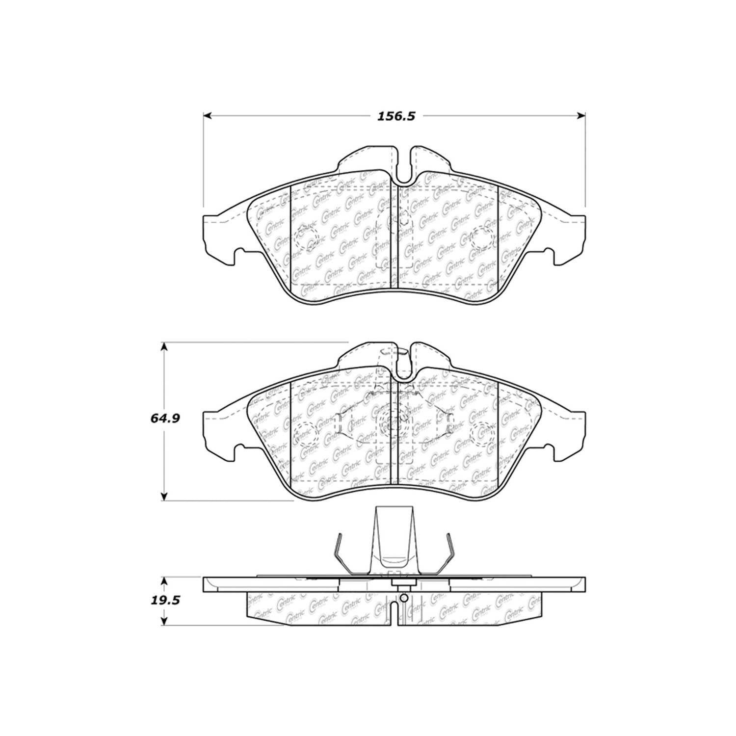 centric parts premium semi-metallic brake pads with shims and hardware  frsport 300.09500