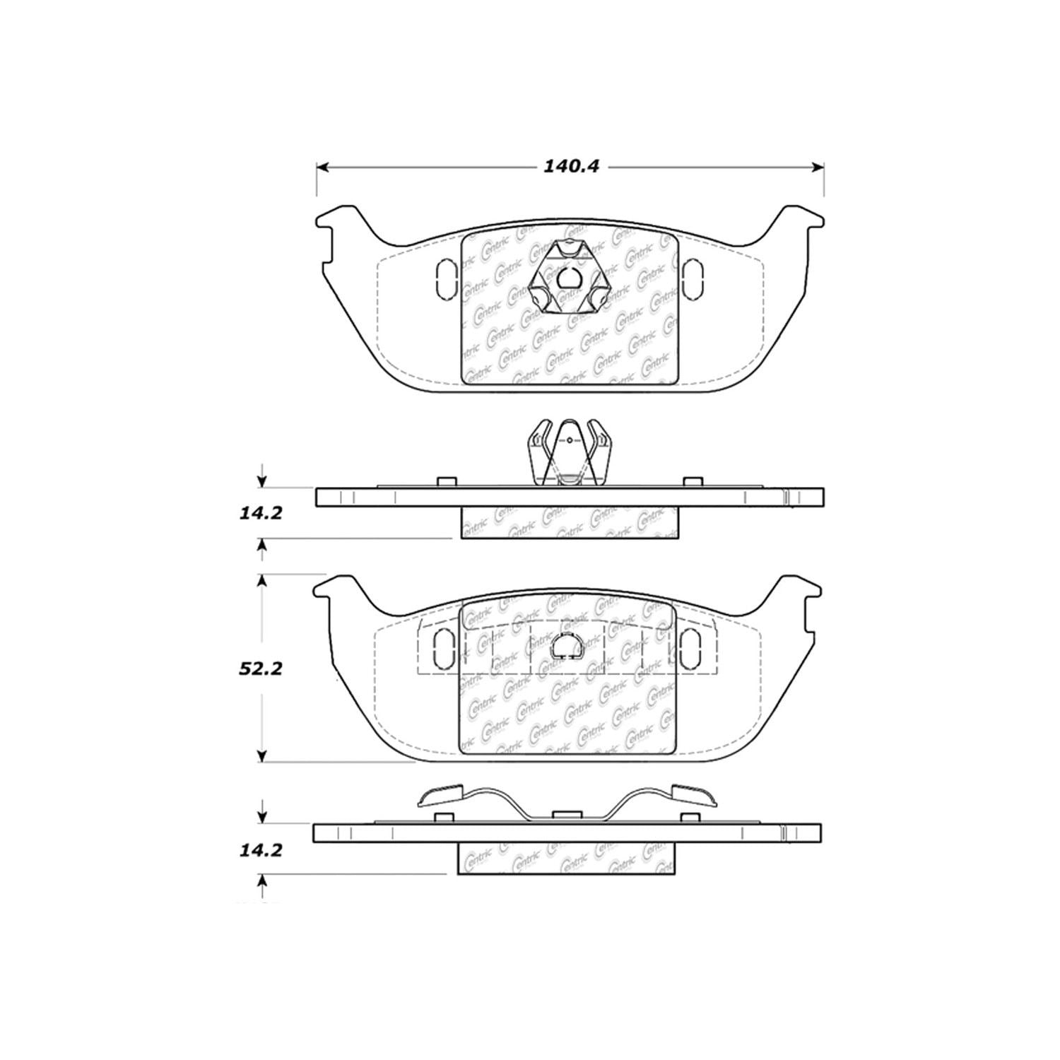 centric parts premium semi-metallic brake pads with shims and hardware  frsport 300.09520