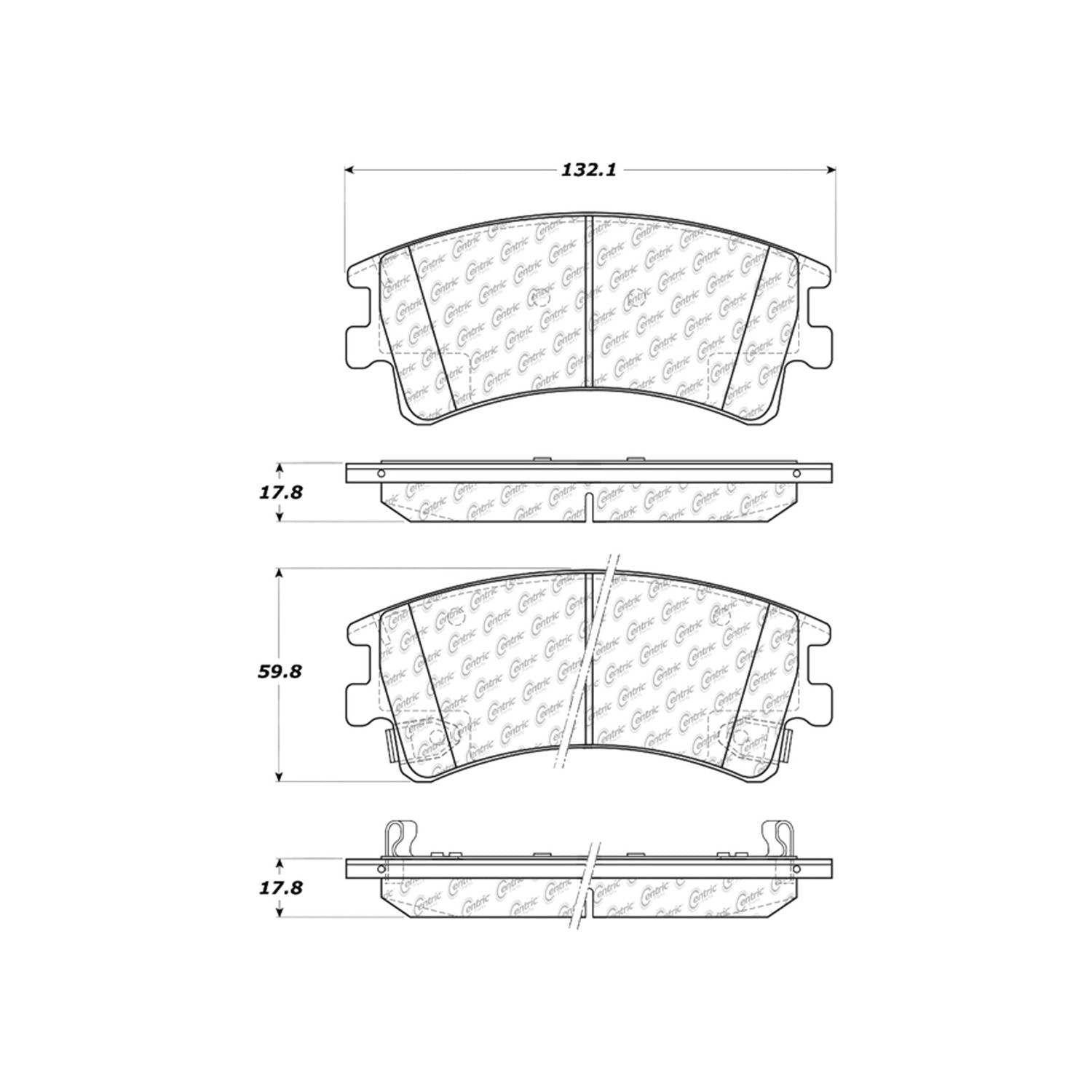 centric parts premium semi-metallic brake pads with shims and hardware  frsport 300.09570