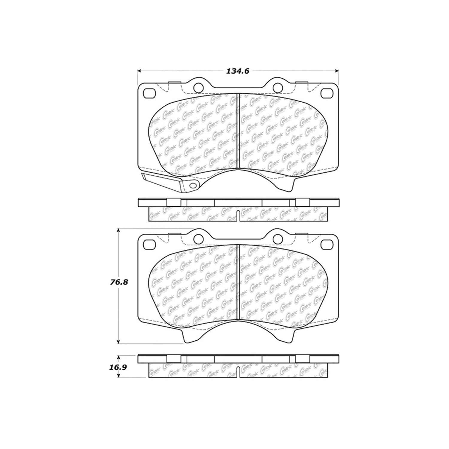 centric parts premium semi-metallic brake pads with shims and hardware  frsport 300.09760