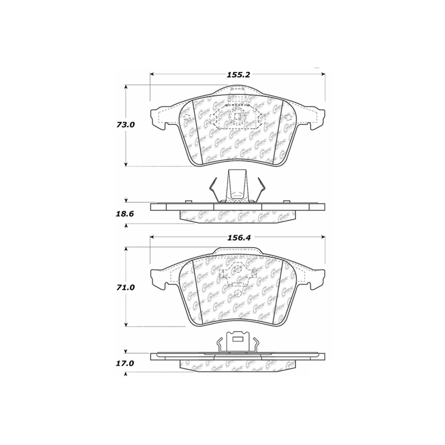 centric parts premium semi-metallic brake pads with shims and hardware  frsport 300.09790