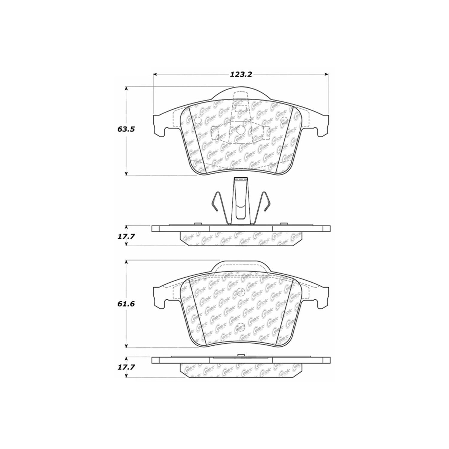 centric parts premium semi-metallic brake pads with shims and hardware  frsport 300.09800