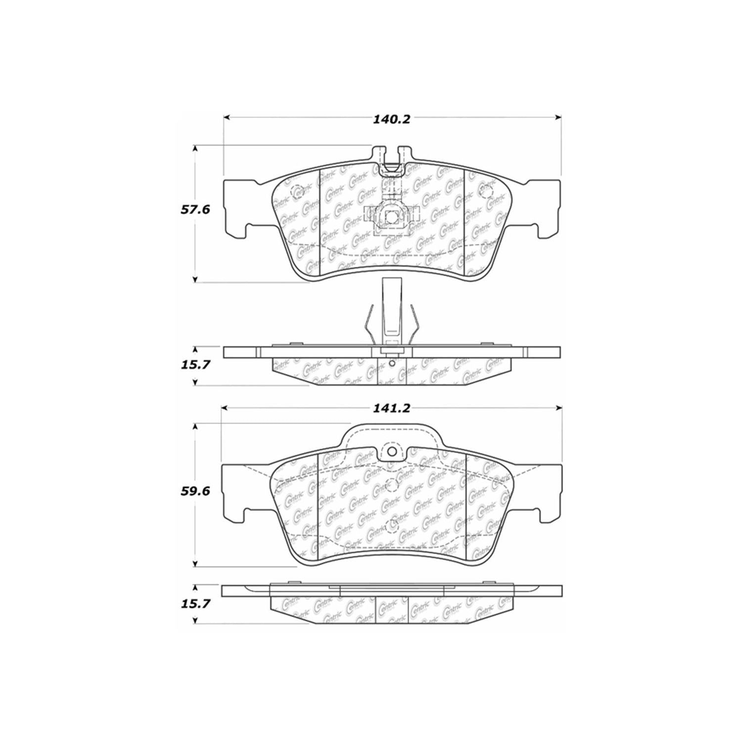 centric parts premium semi-metallic brake pads with shims and hardware  frsport 300.09860