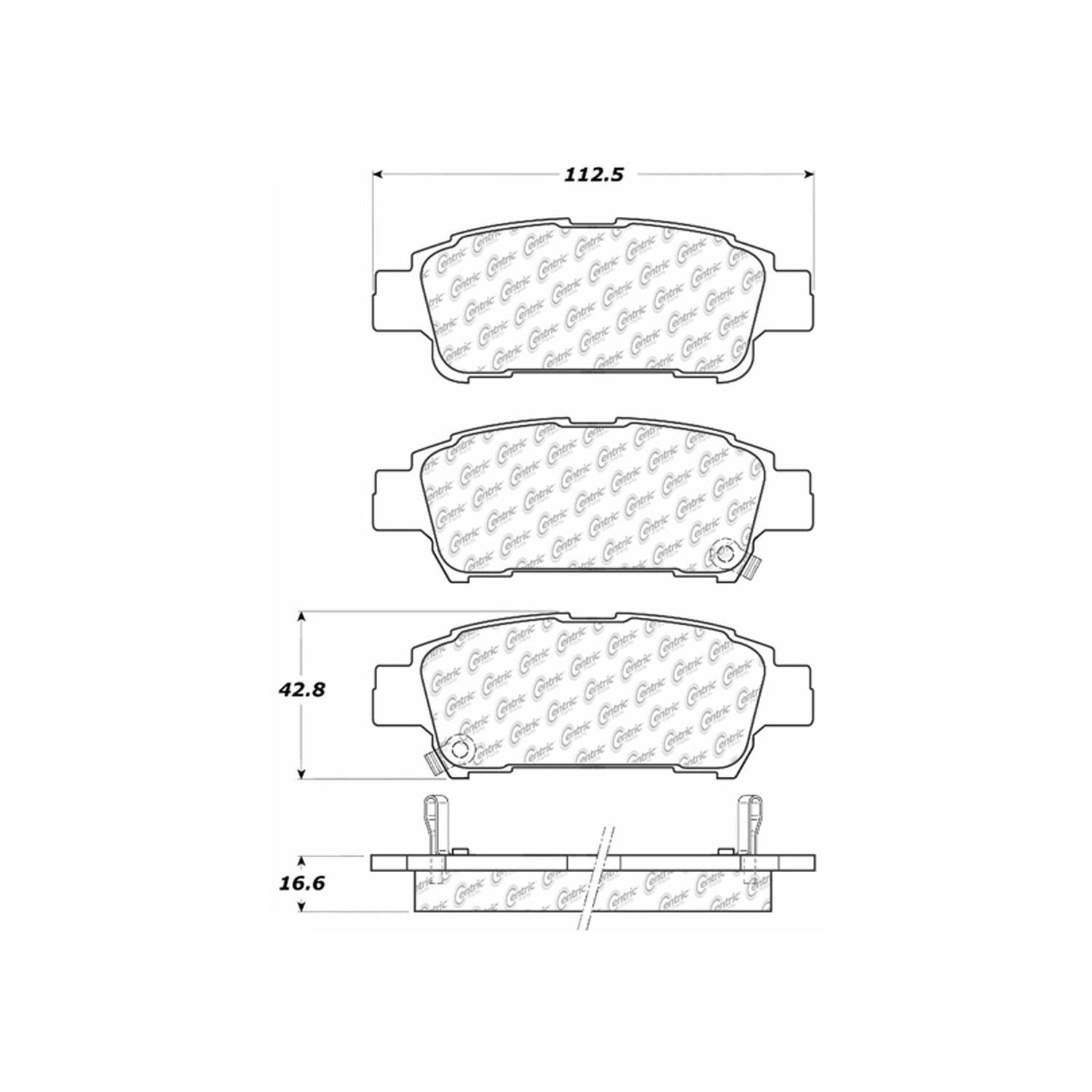 centric parts premium semi-metallic brake pads with shims and hardware  frsport 300.09950