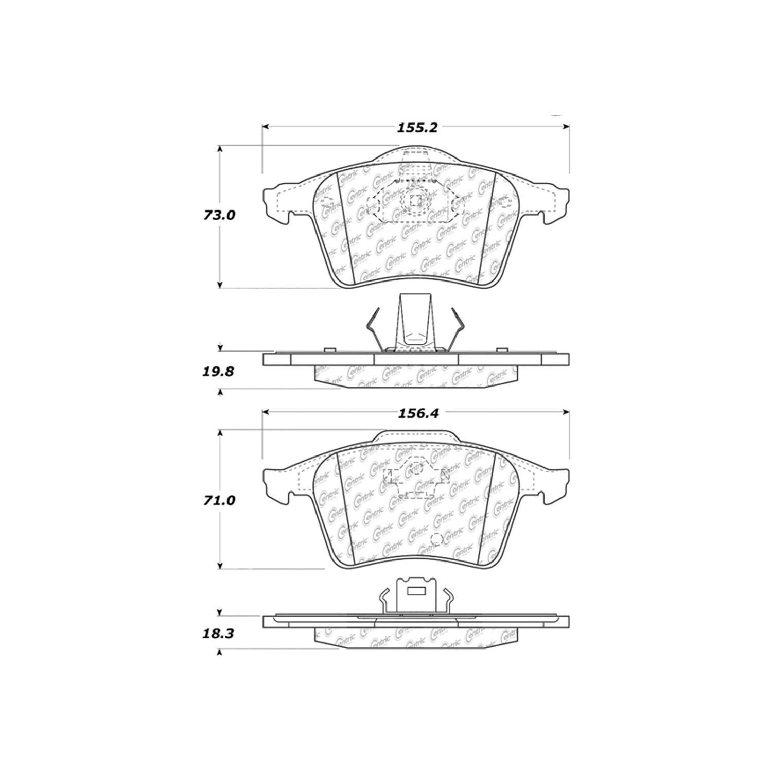 centric parts premium semi-metallic brake pads with shims and hardware  frsport 300.10030